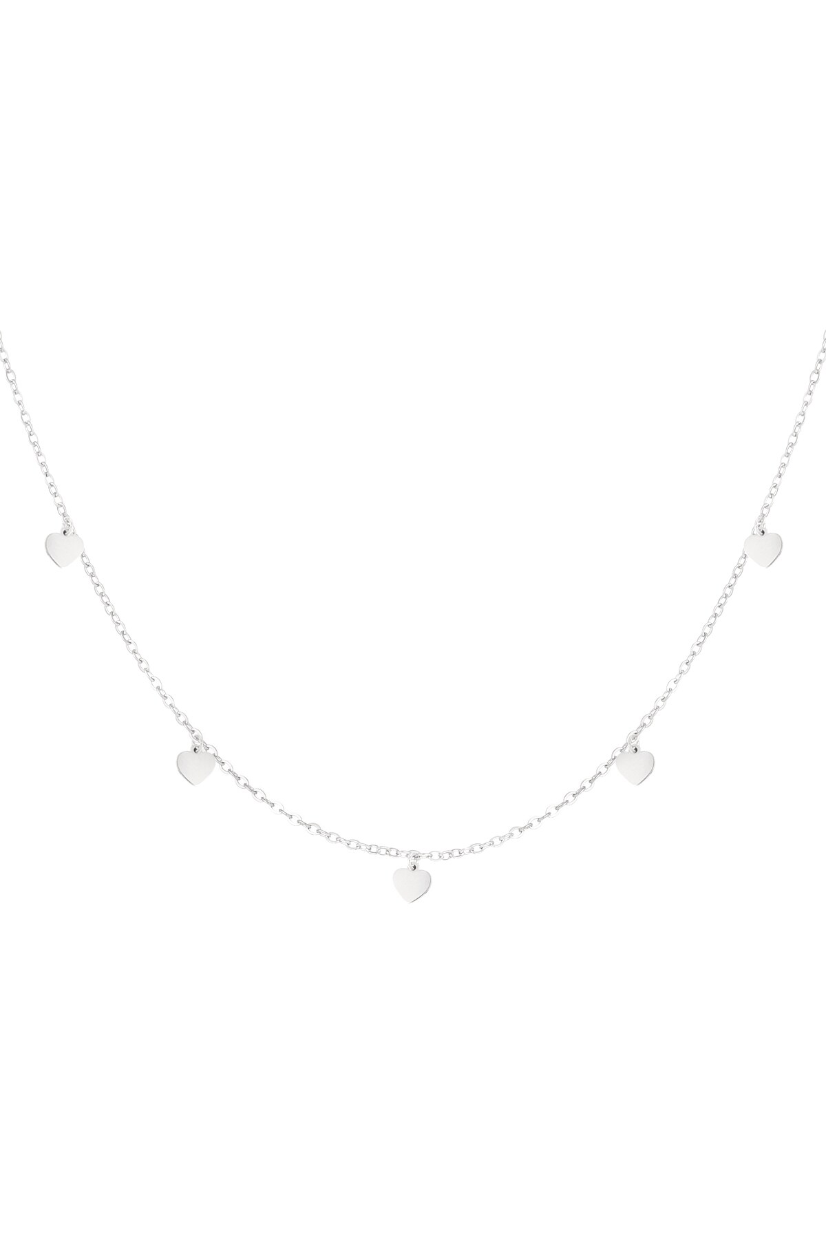 simple necklace with heart pendants - Silver color h5 