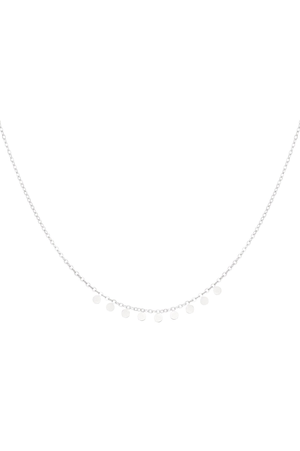 Simple necklace with round pendants - Silver color h5 