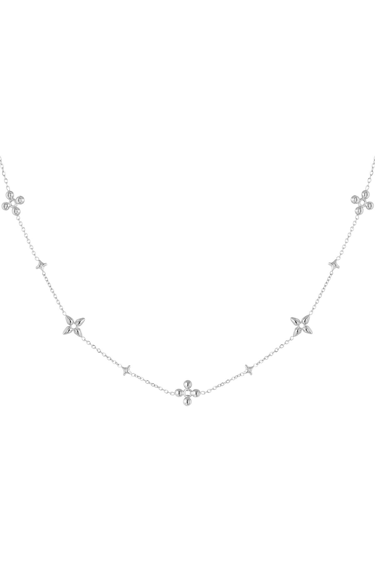 Flower party necklace - Silver color h5 