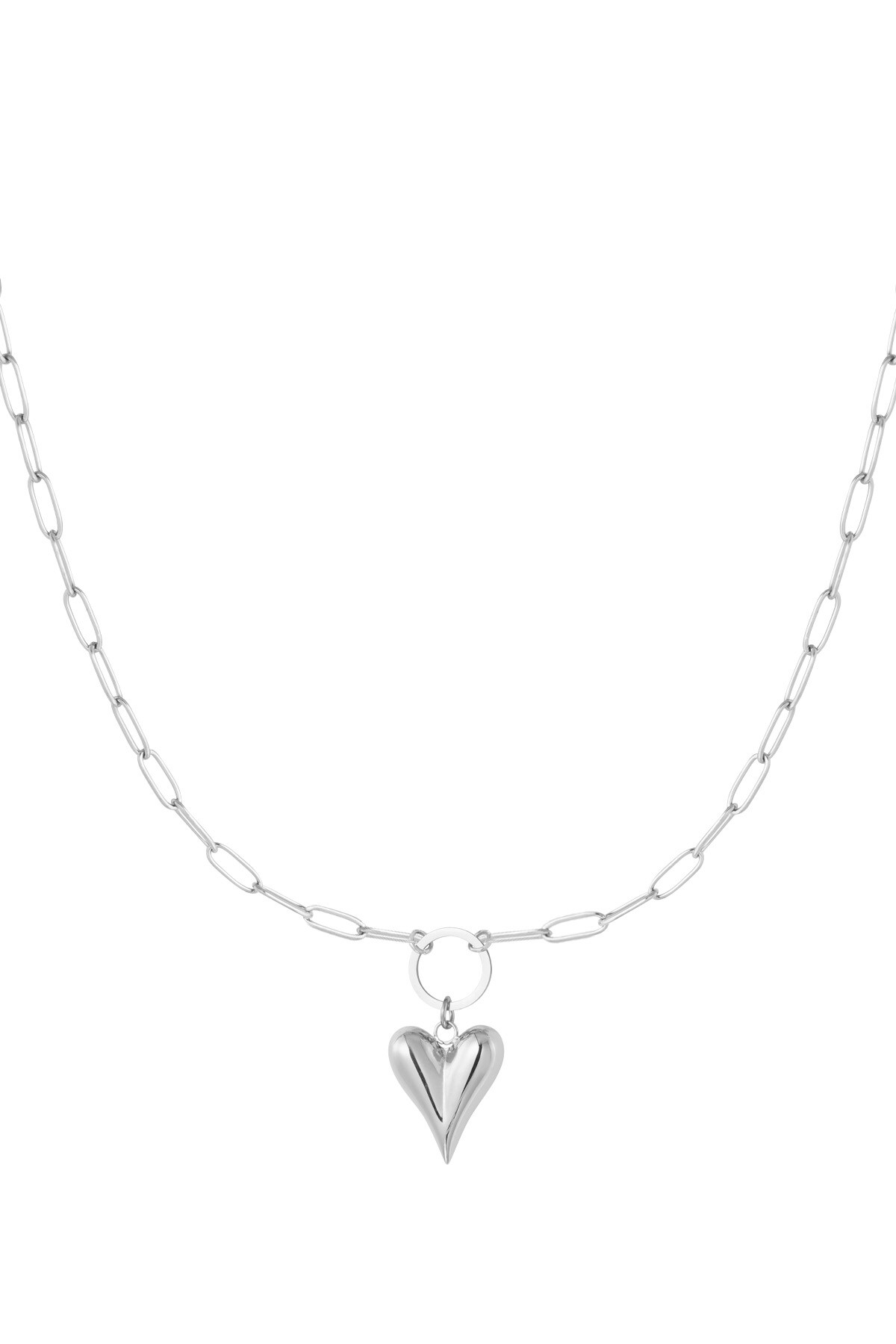 Linked necklace with heart - Silver color 