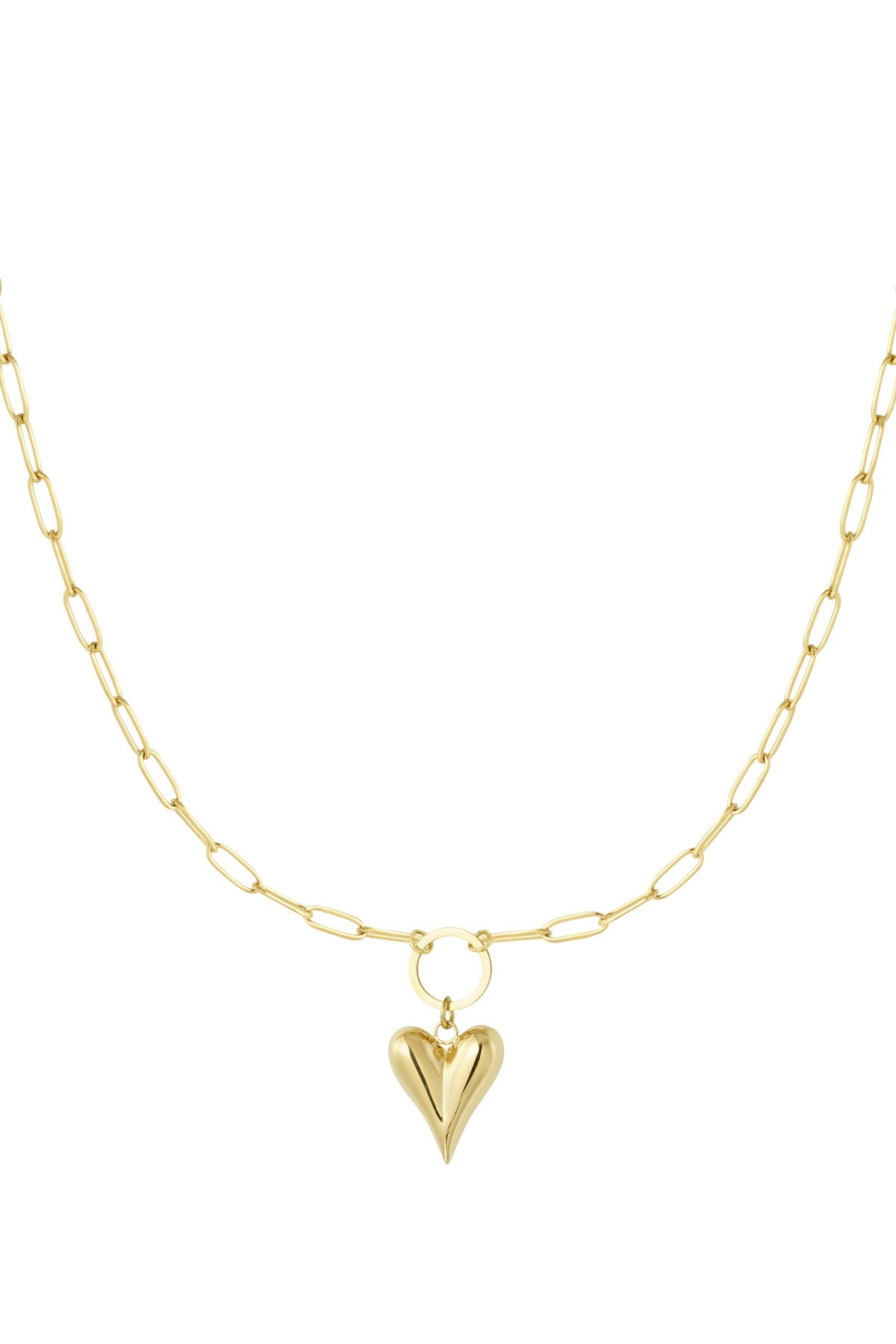 Linked necklace with heart - Gold color 