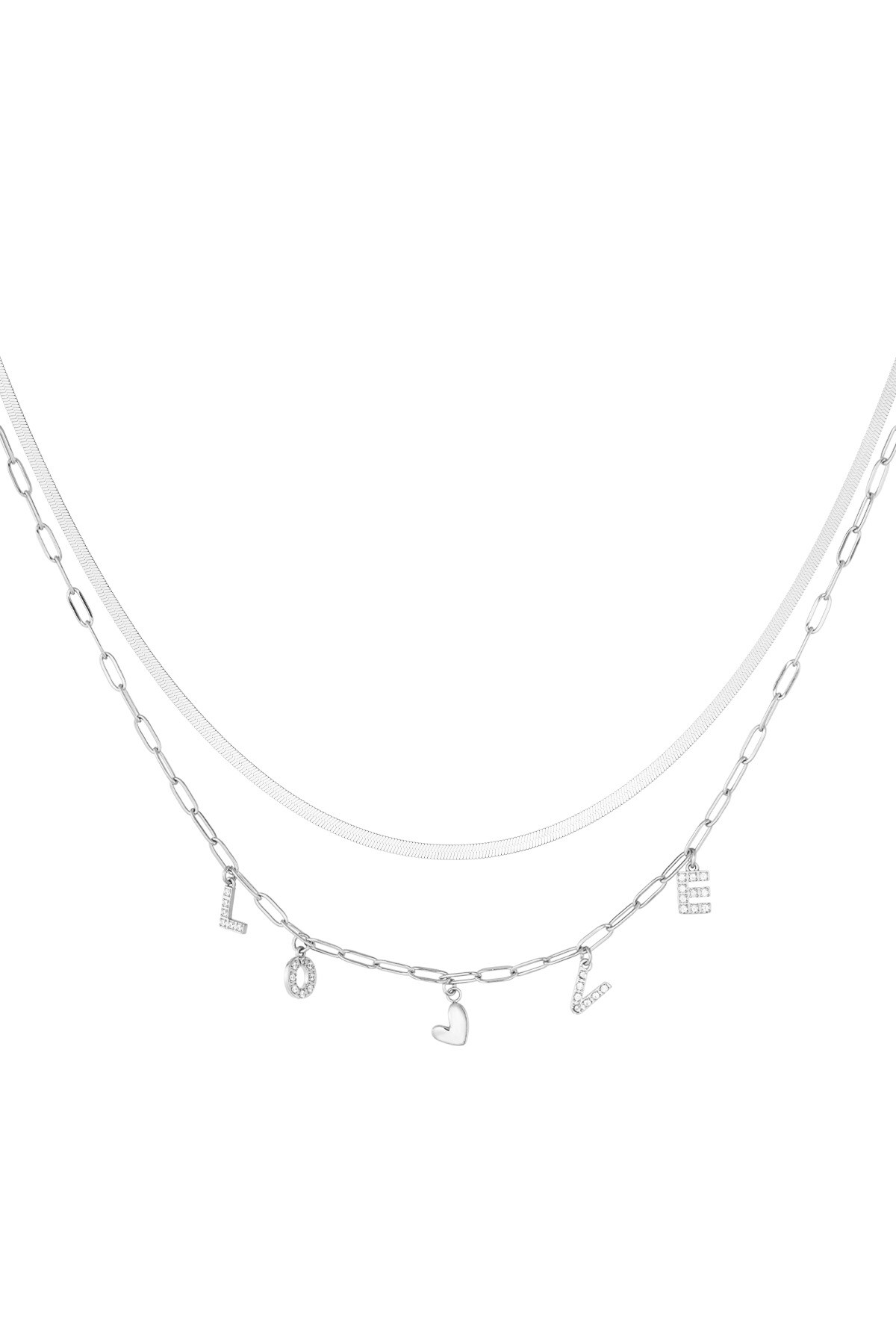 Charm necklace love letter - Silver color h5 