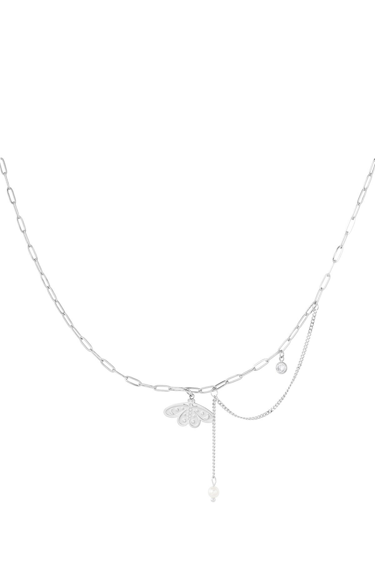 Butterfly charm necklace - Silver color h5 