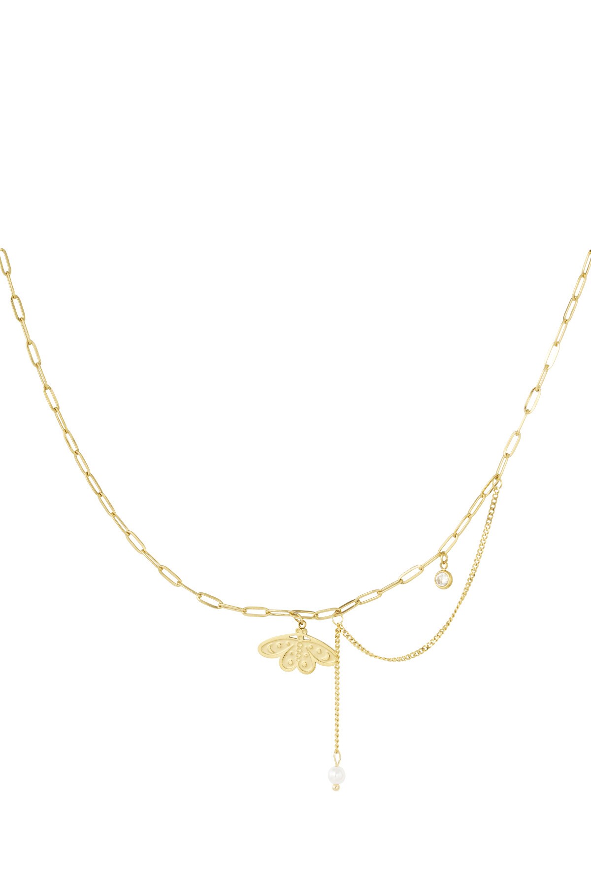 Butterfly charm necklace - Gold color h5 