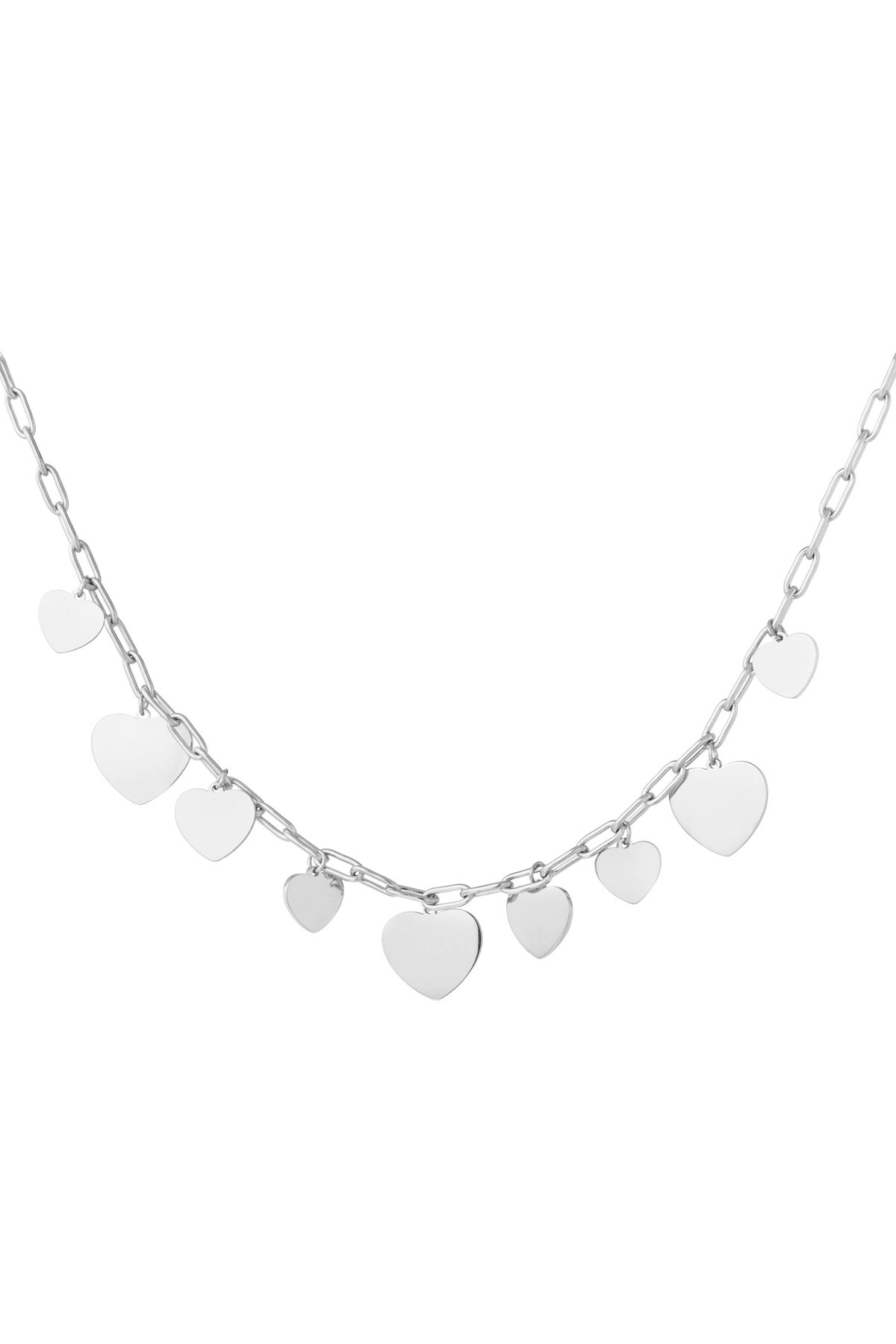 Chunky heart party necklace - Silver color h5 