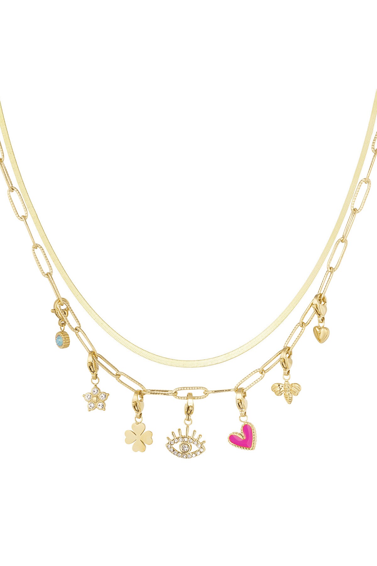 Charm necklace lovey dovey - Gold color 