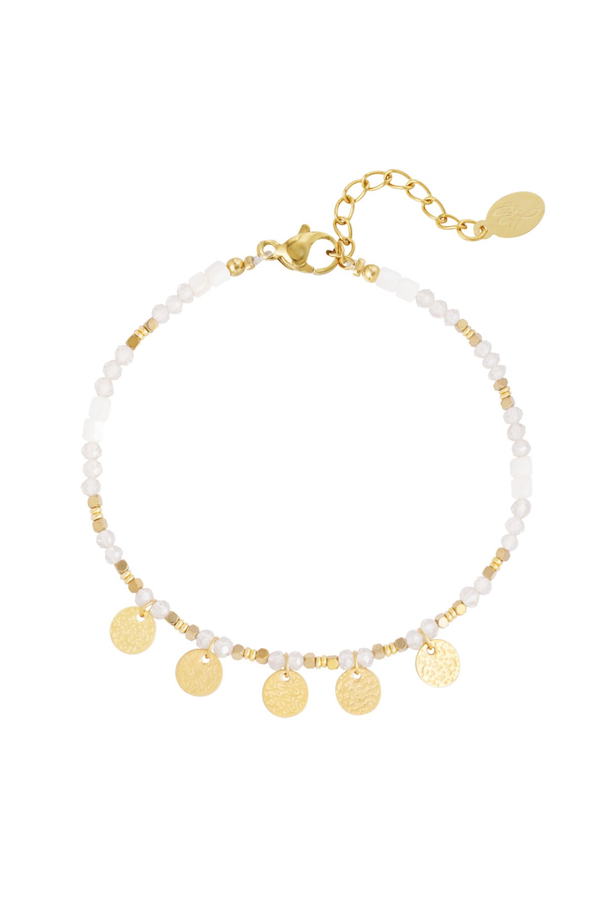 Anklet with coin charms - white gold  