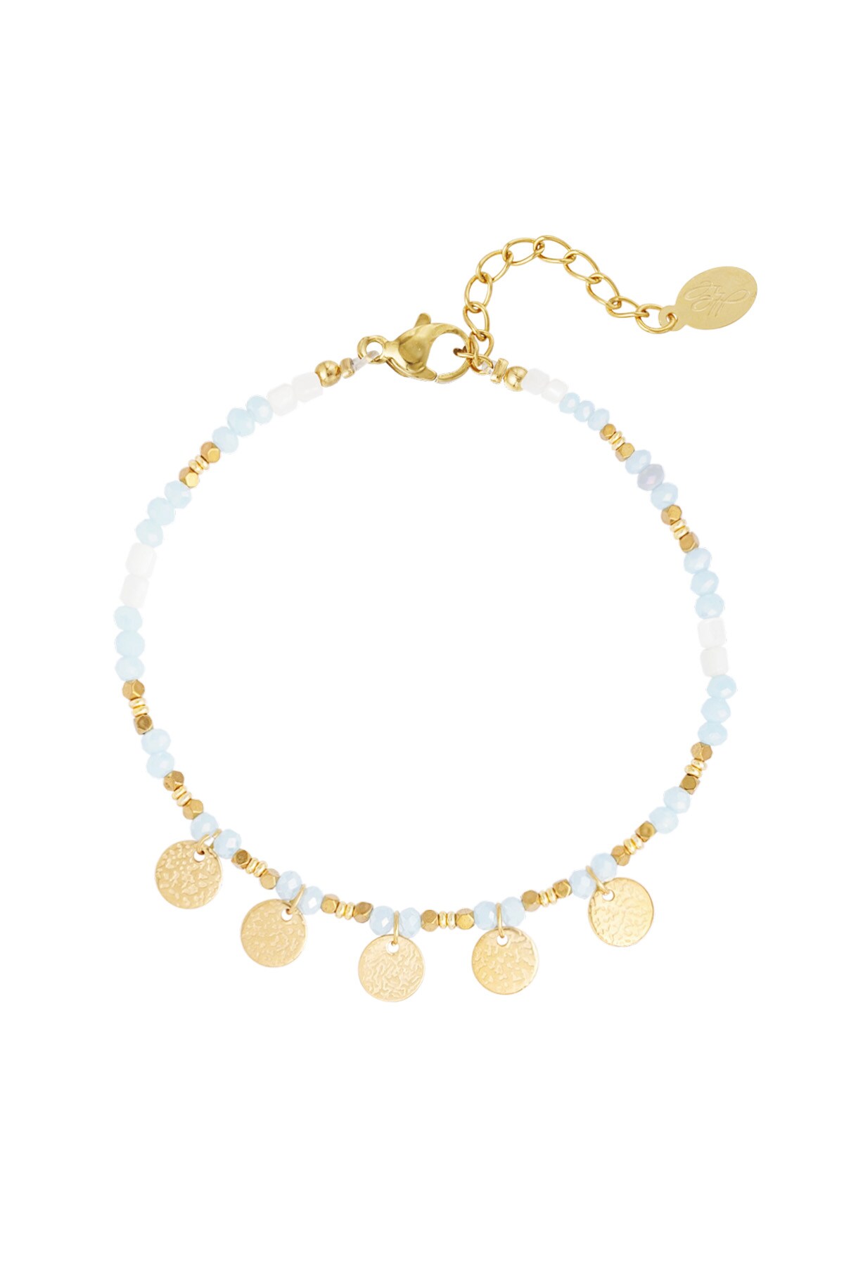 Anklet with coin charms - light blue h5 