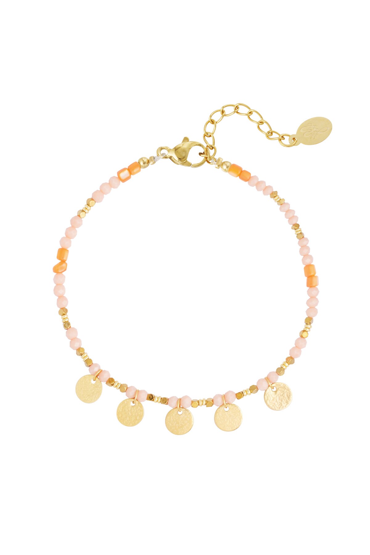 Anklet with coin charms - orange/gold 