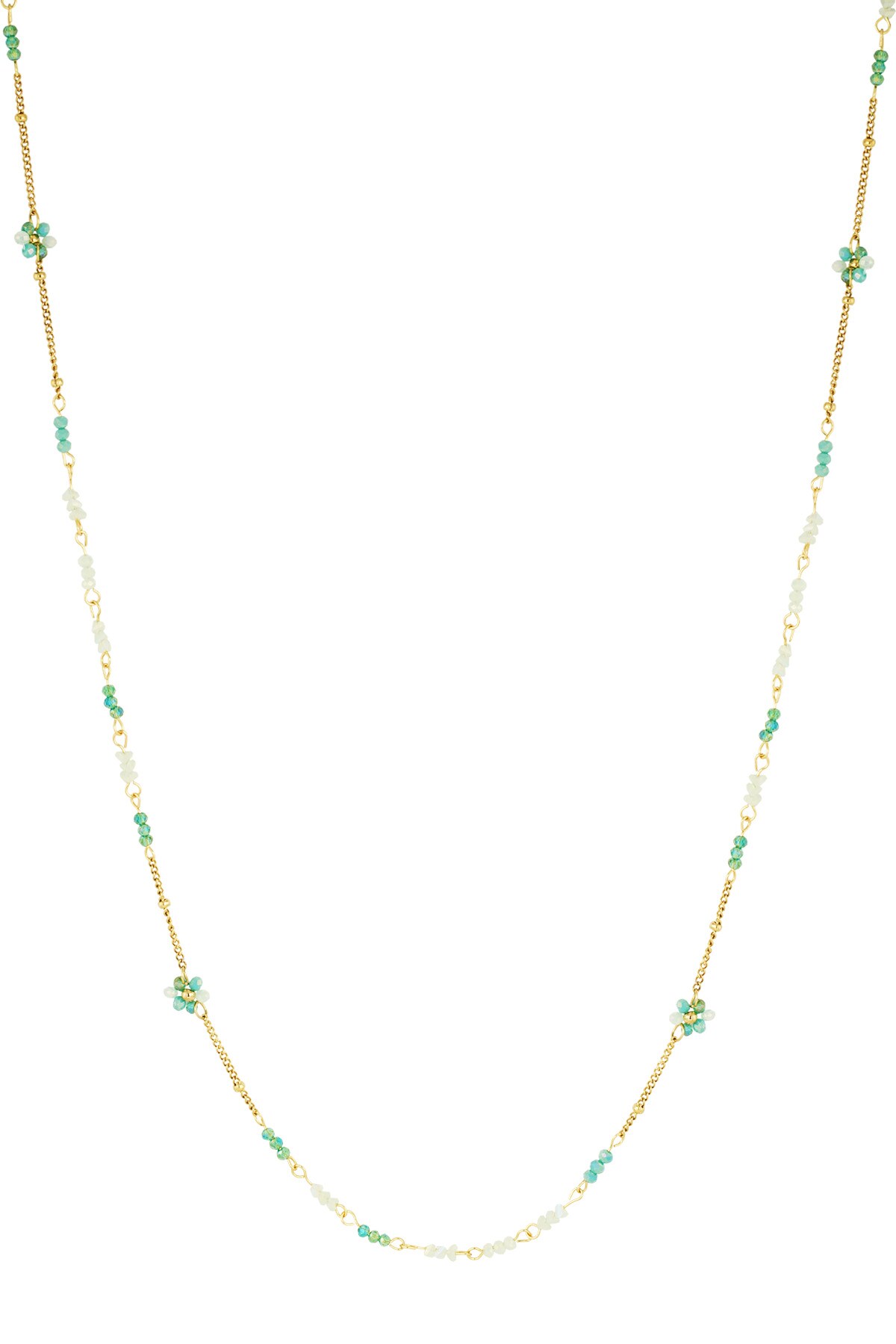 Long necklace blooming breeze - green gold h5 