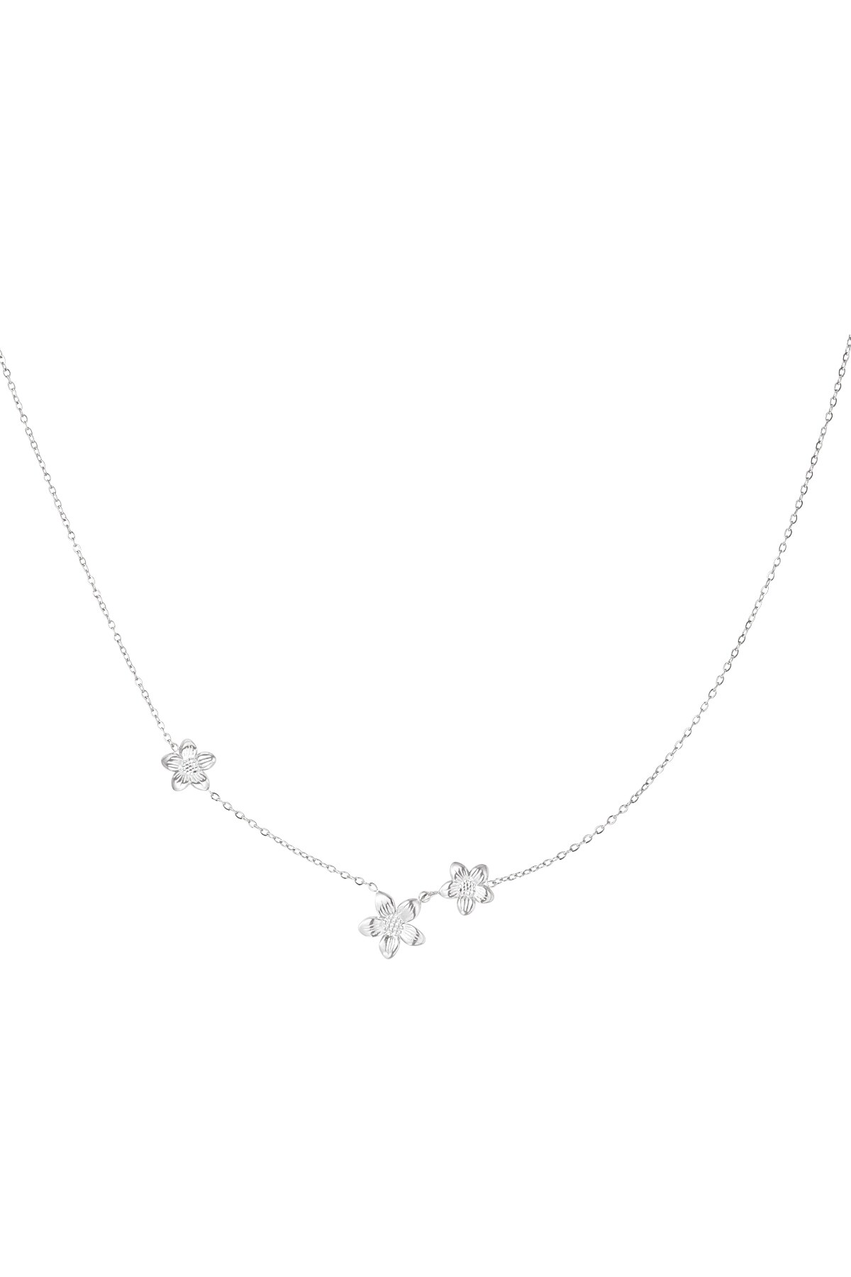 Classic flower necklace - Silver color h5 