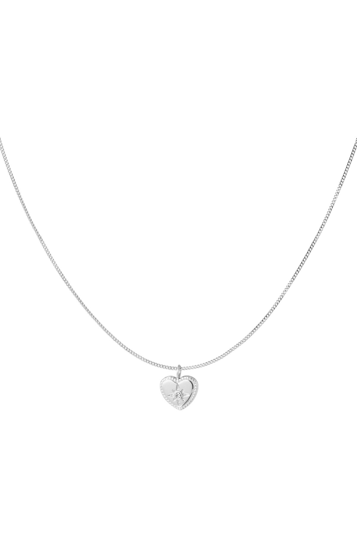 Classic heart necklace with diamond - Silver color h5 