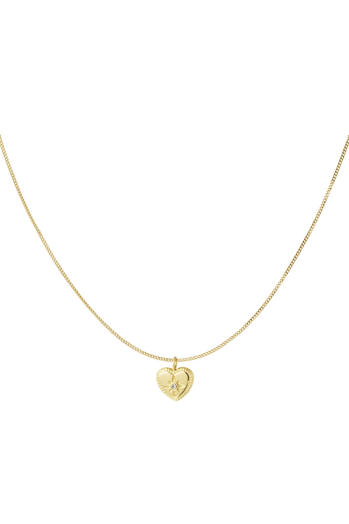 Classic heart necklace with diamond - Gold color h5 