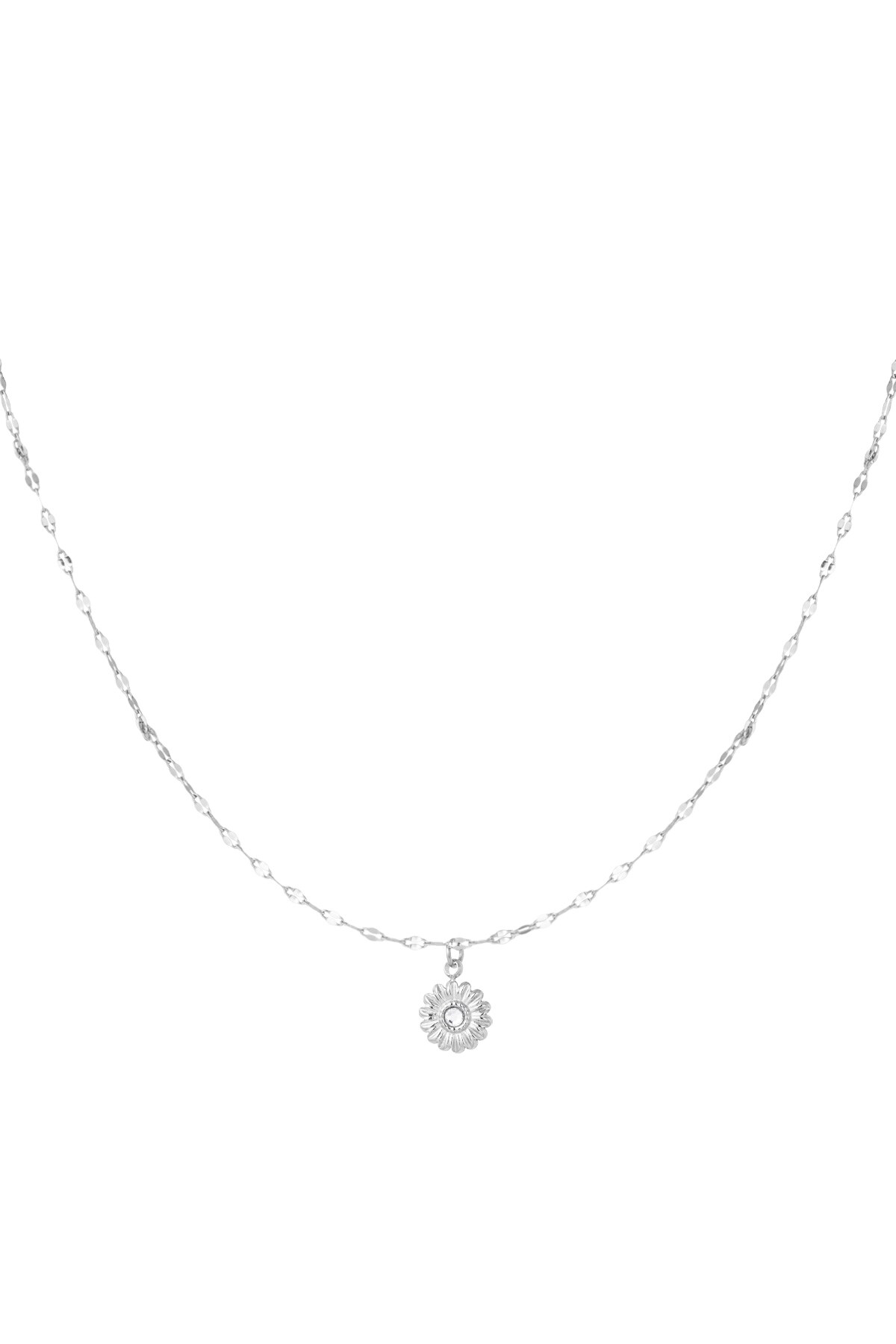 Twisted necklace with flower charm - Silver color h5 