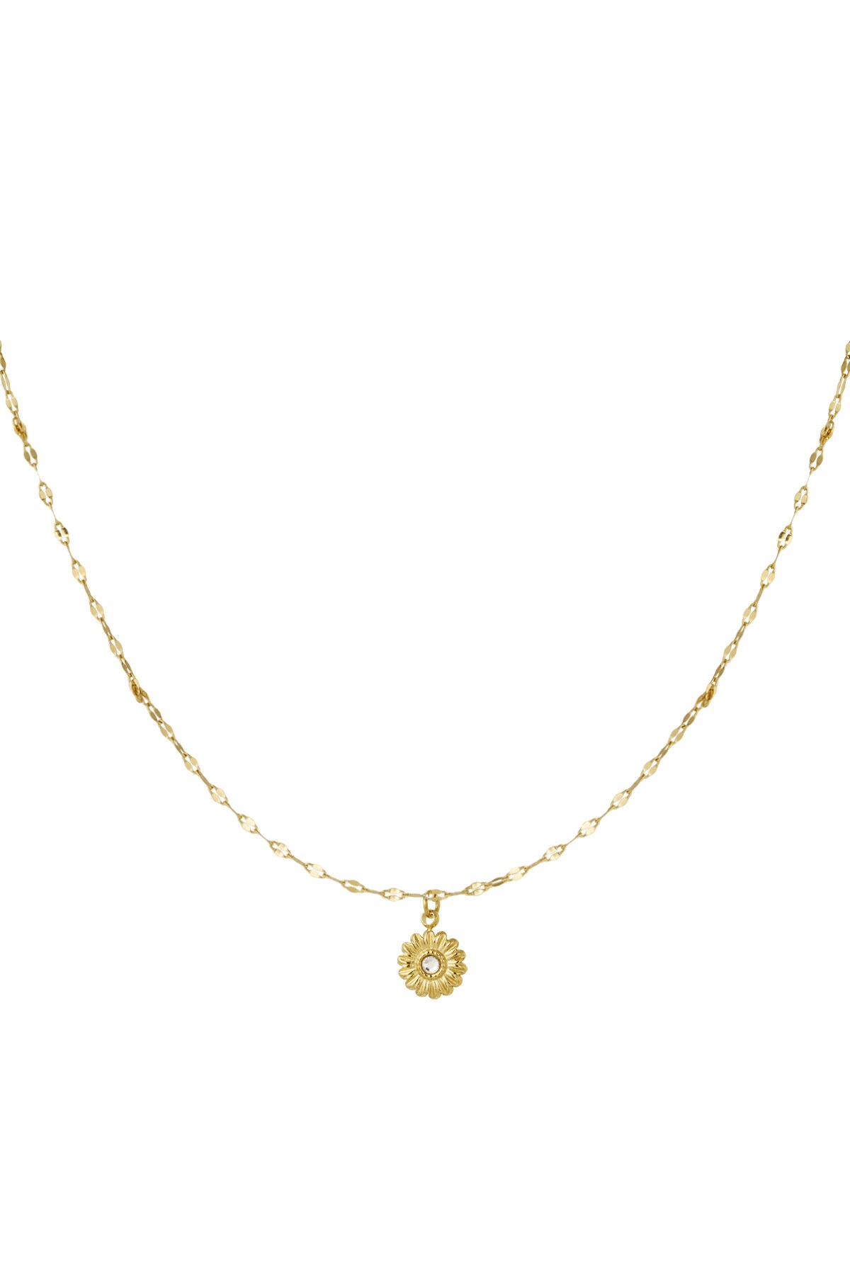 Twisted necklace with flower charm - Gold color h5 