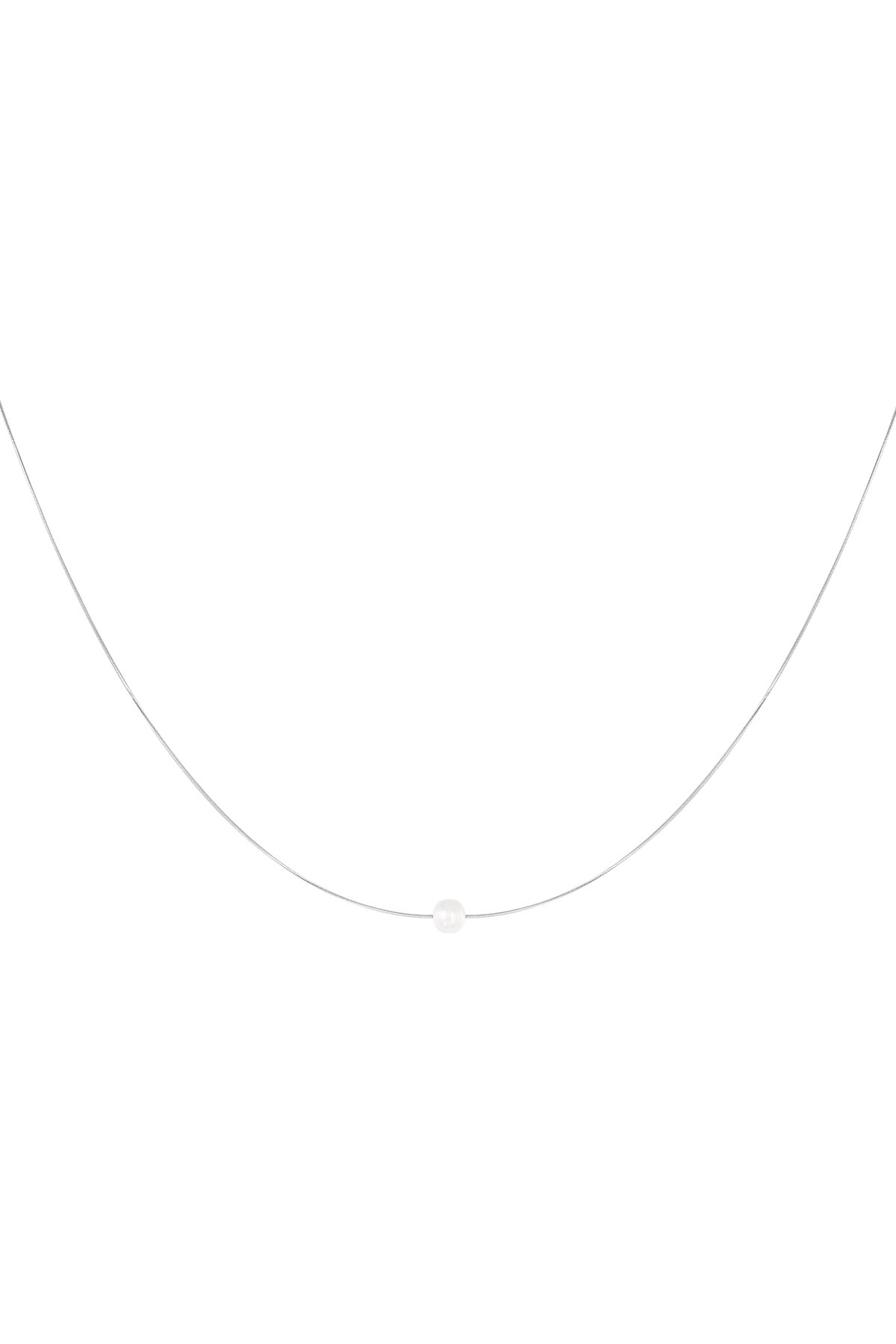 Simple necklace with pearl - Silver color h5 