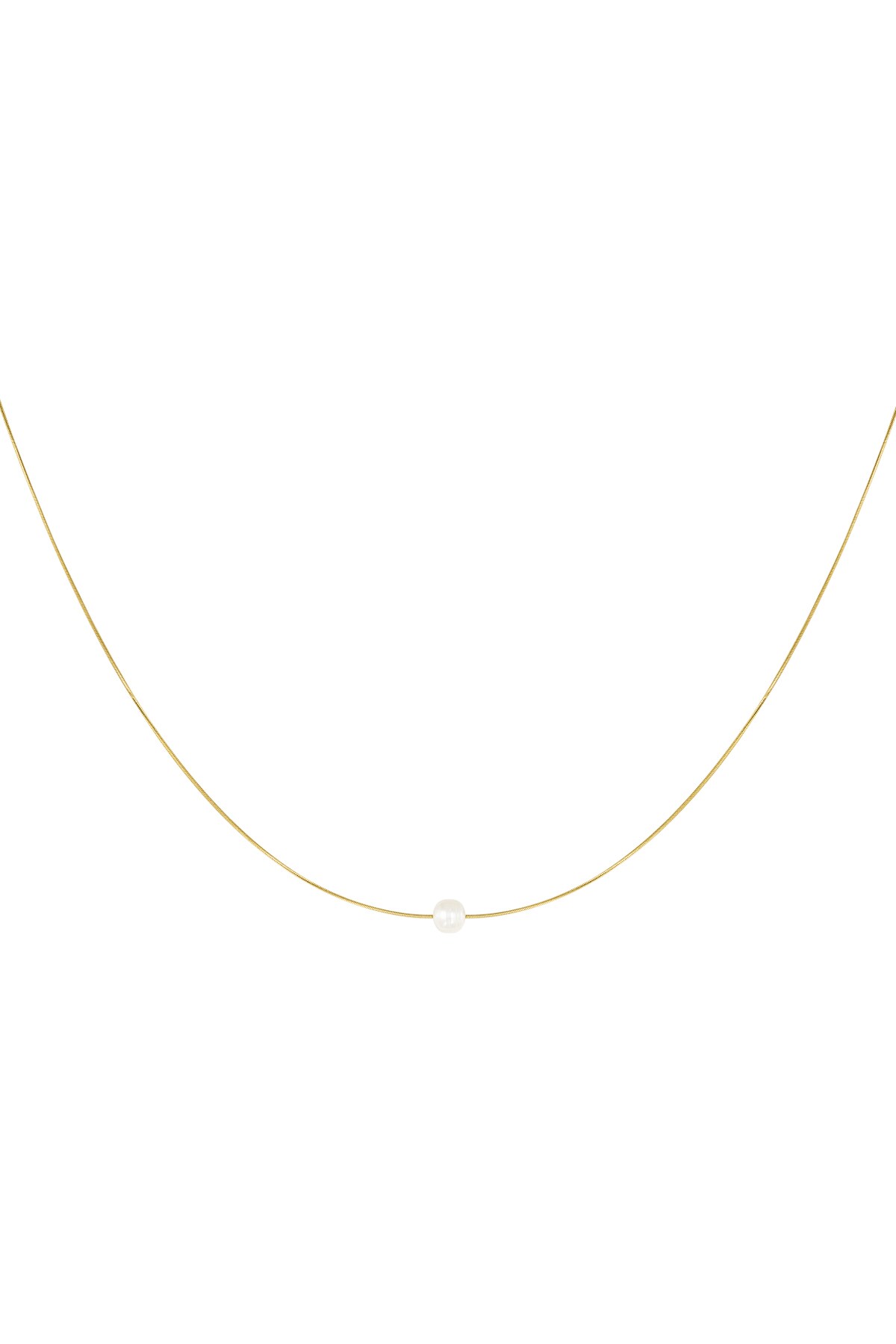 Simple necklace with pearl - Gold color h5 