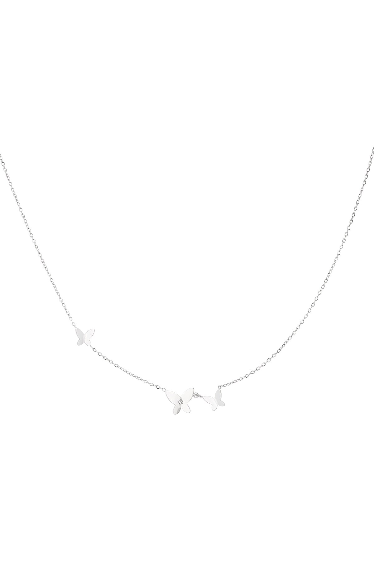 Classic necklace with three butterfly charms - Silver color h5 