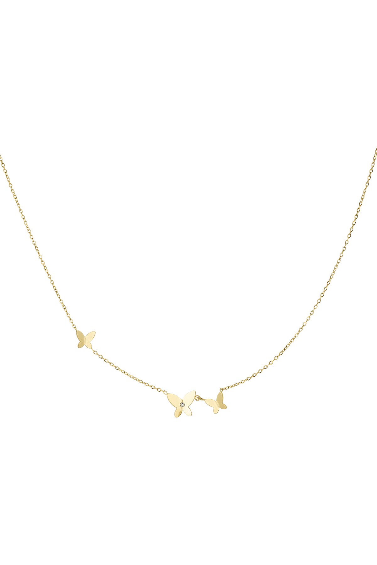 Classic necklace with three butterfly charms - Gold color h5 