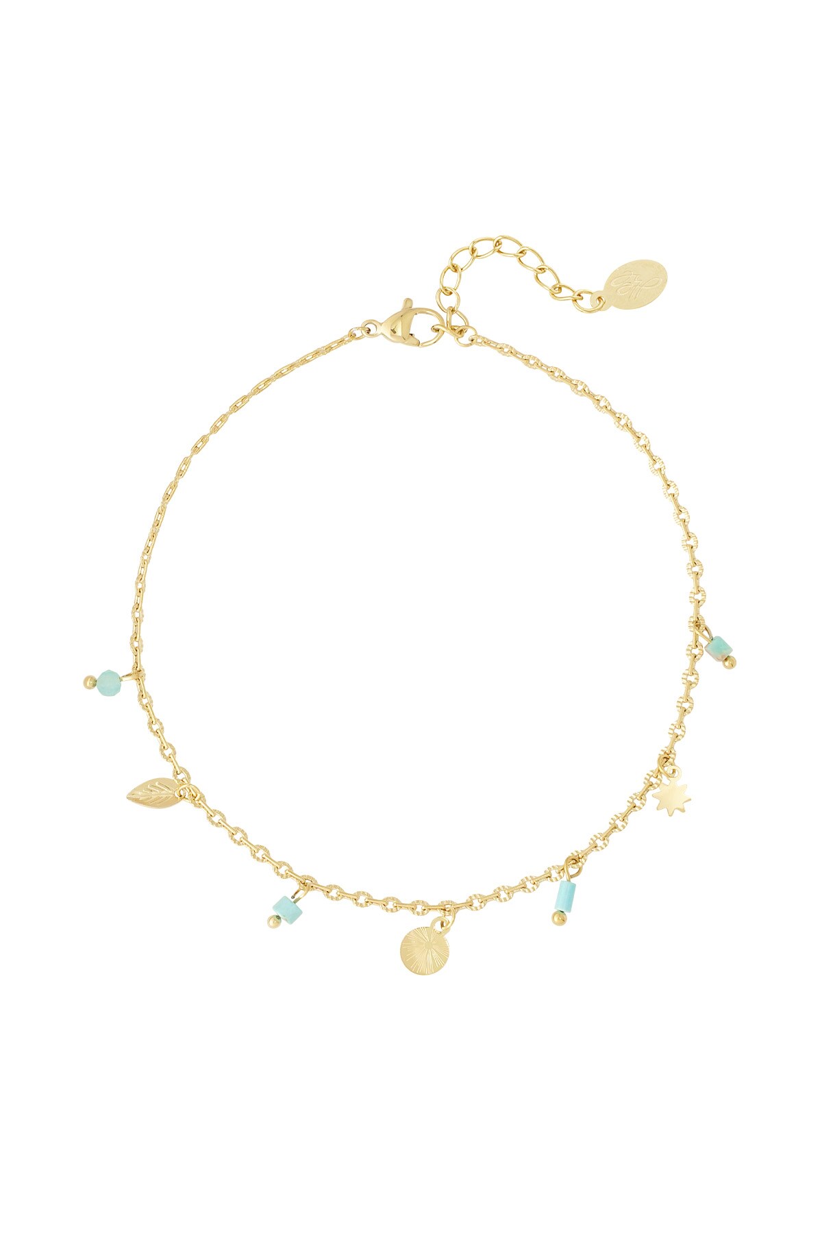 Simple spring anklet natural stone - Gold color 