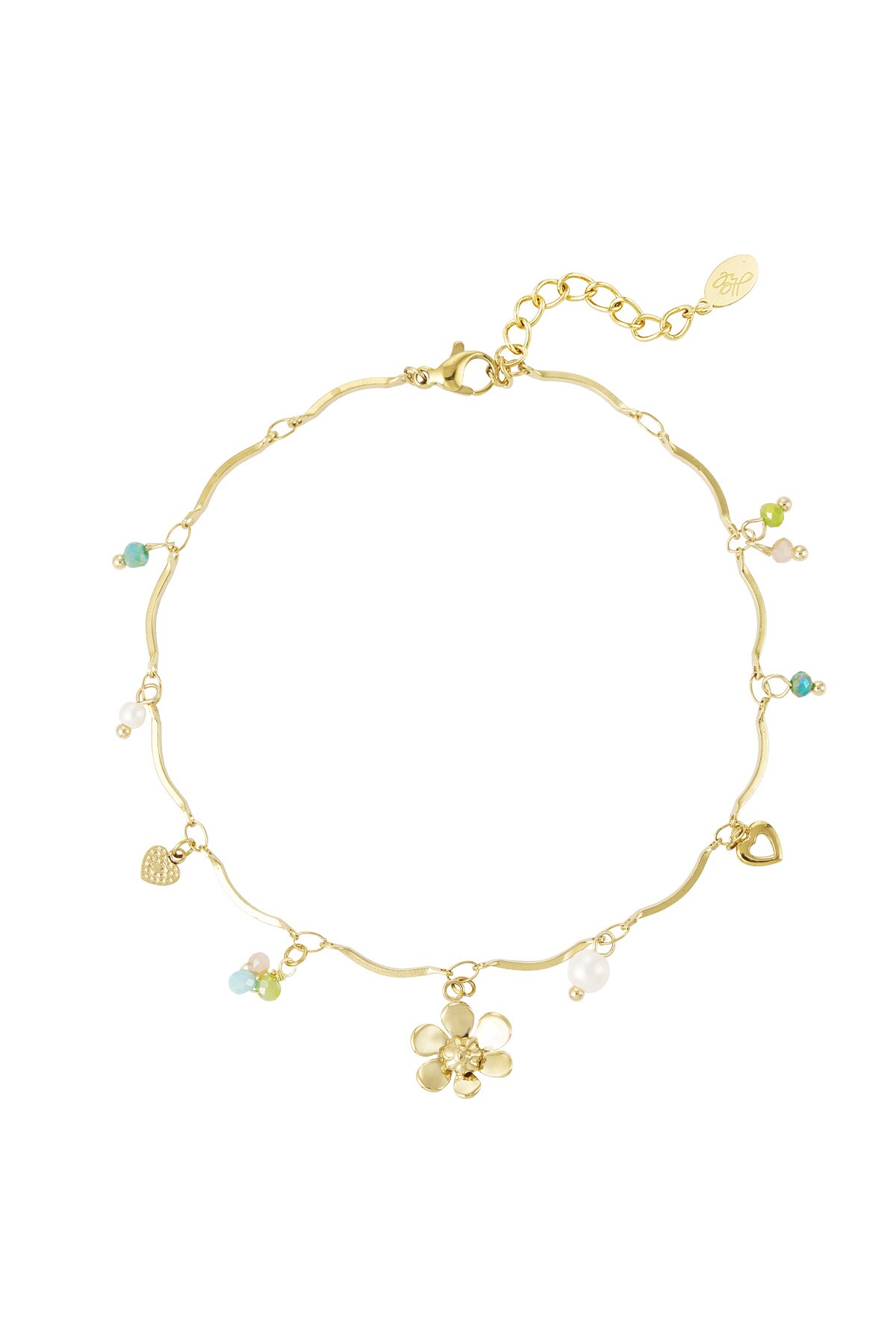 Charm anklet summer flower - Gold color h5 