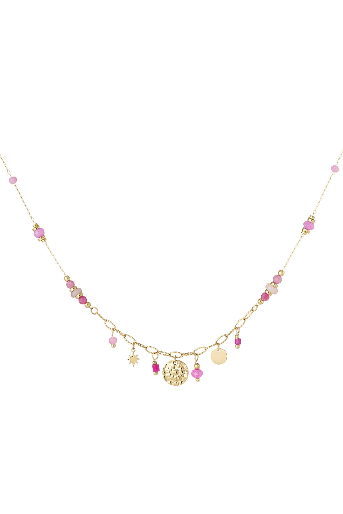 Summer vibe necklace pink - Gold color h5 