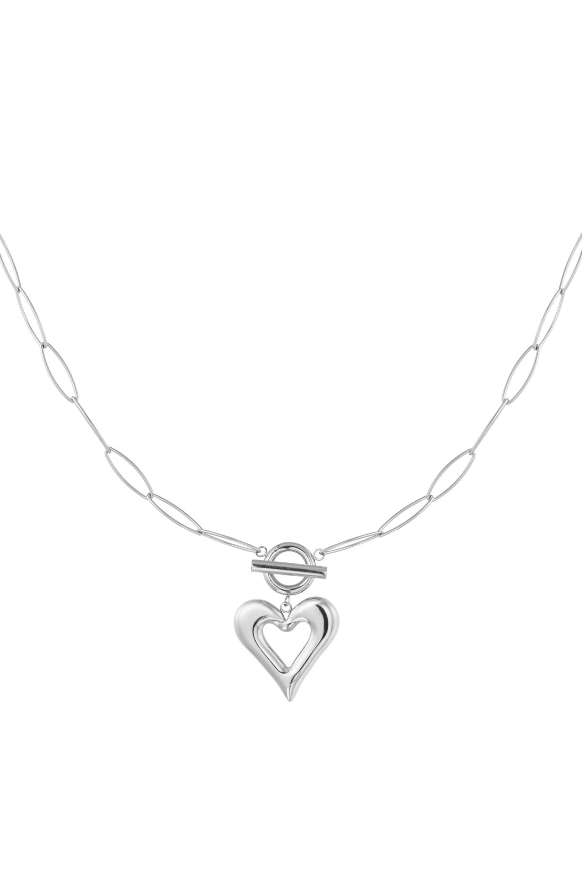 Link chain thick heart - Silver color h5 