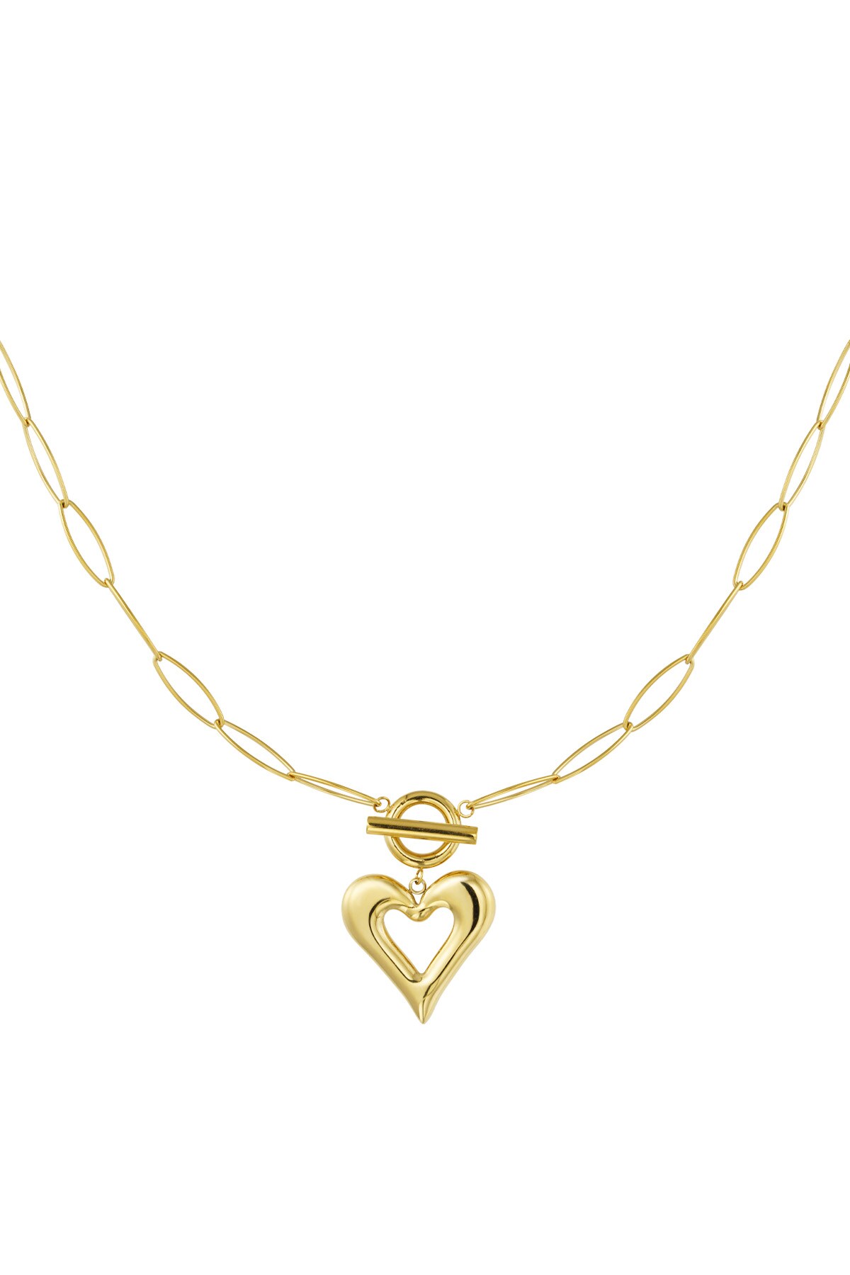 Link chain thick heart - Gold color h5 