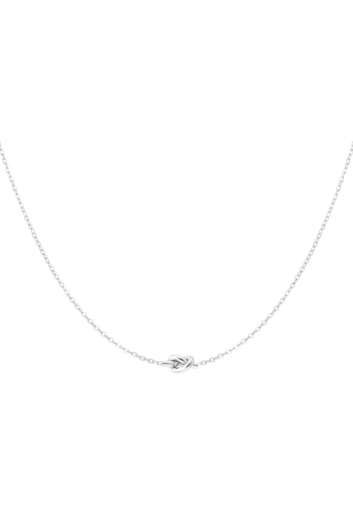 Simple necklace with knotted charm - Silver color h5 