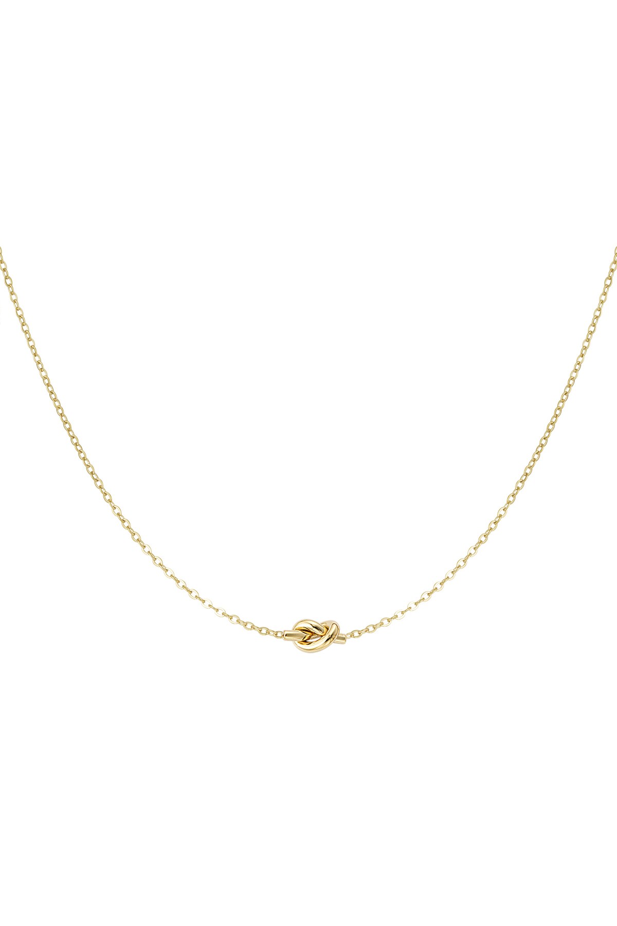 Simple necklace with knotted charm - Gold color h5 