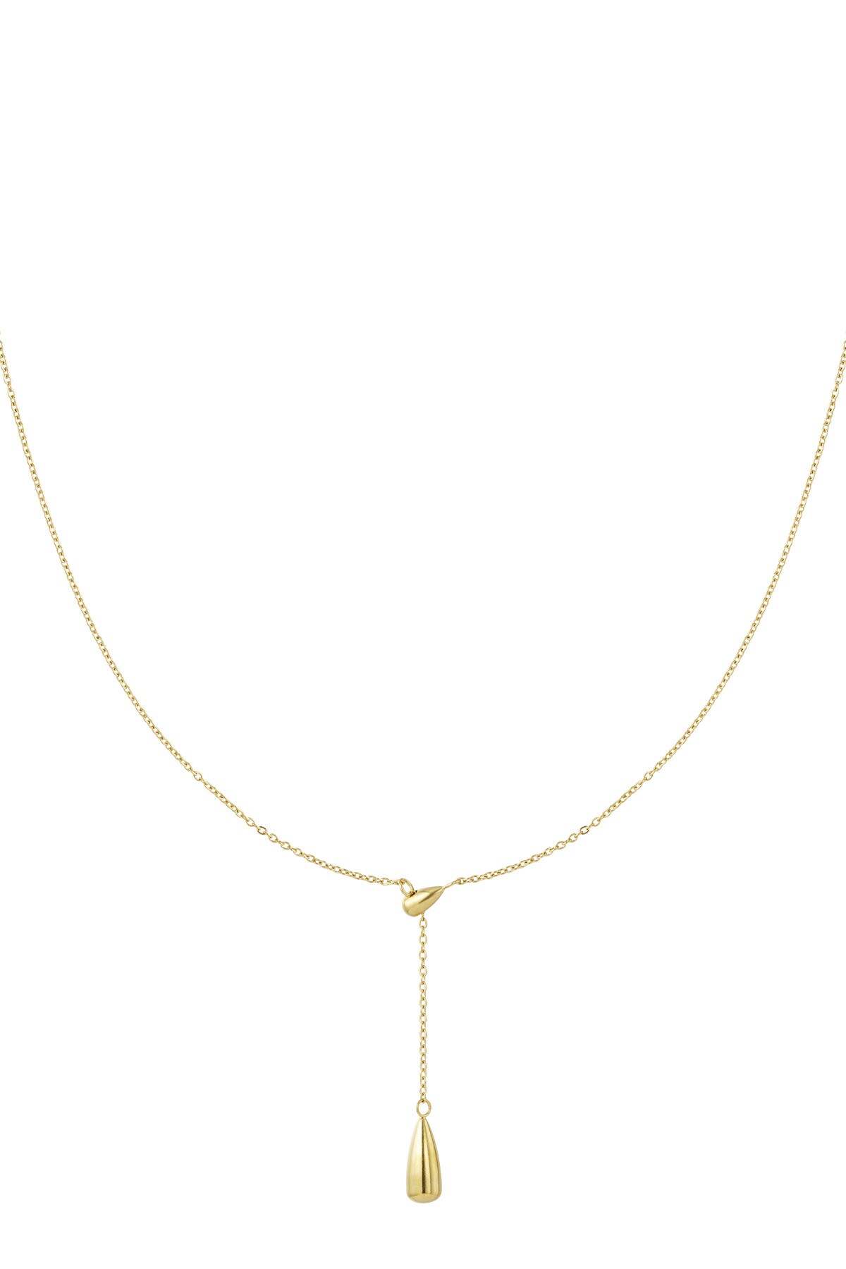 Necklace with drop charm - Gold color h5 