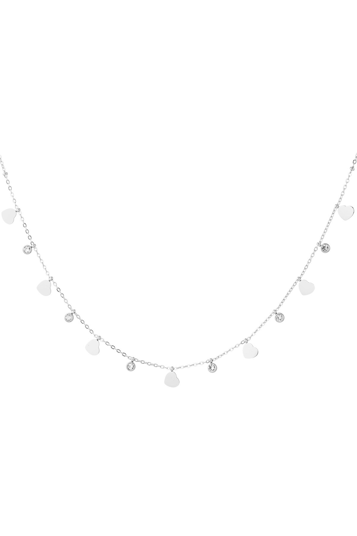 Charm necklace with hearts and diamonds - Silver color h5 