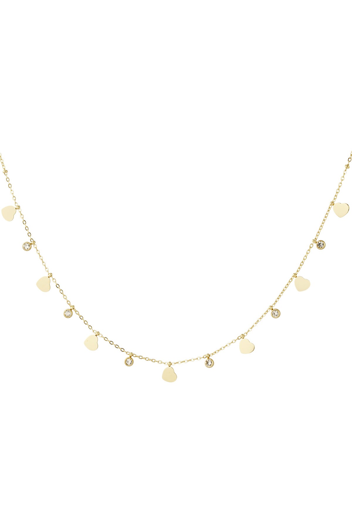 Charm necklace with hearts and diamonds - Gold color h5 