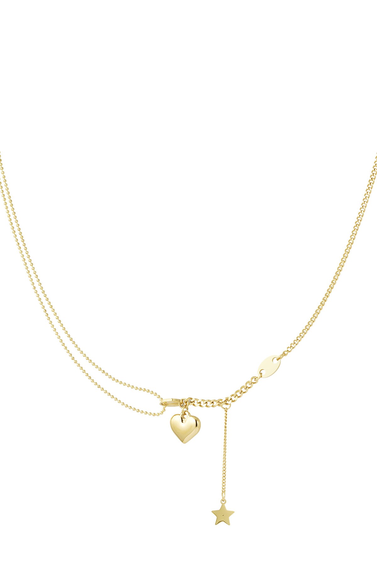 Necklace with heart and star charm - Gold color h5 