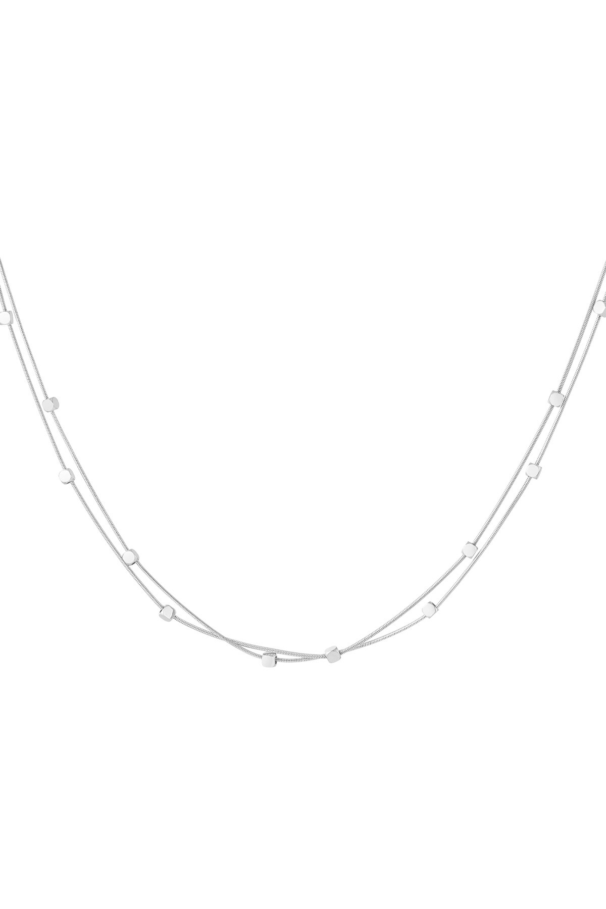 Double chain with coins - Silver color h5 