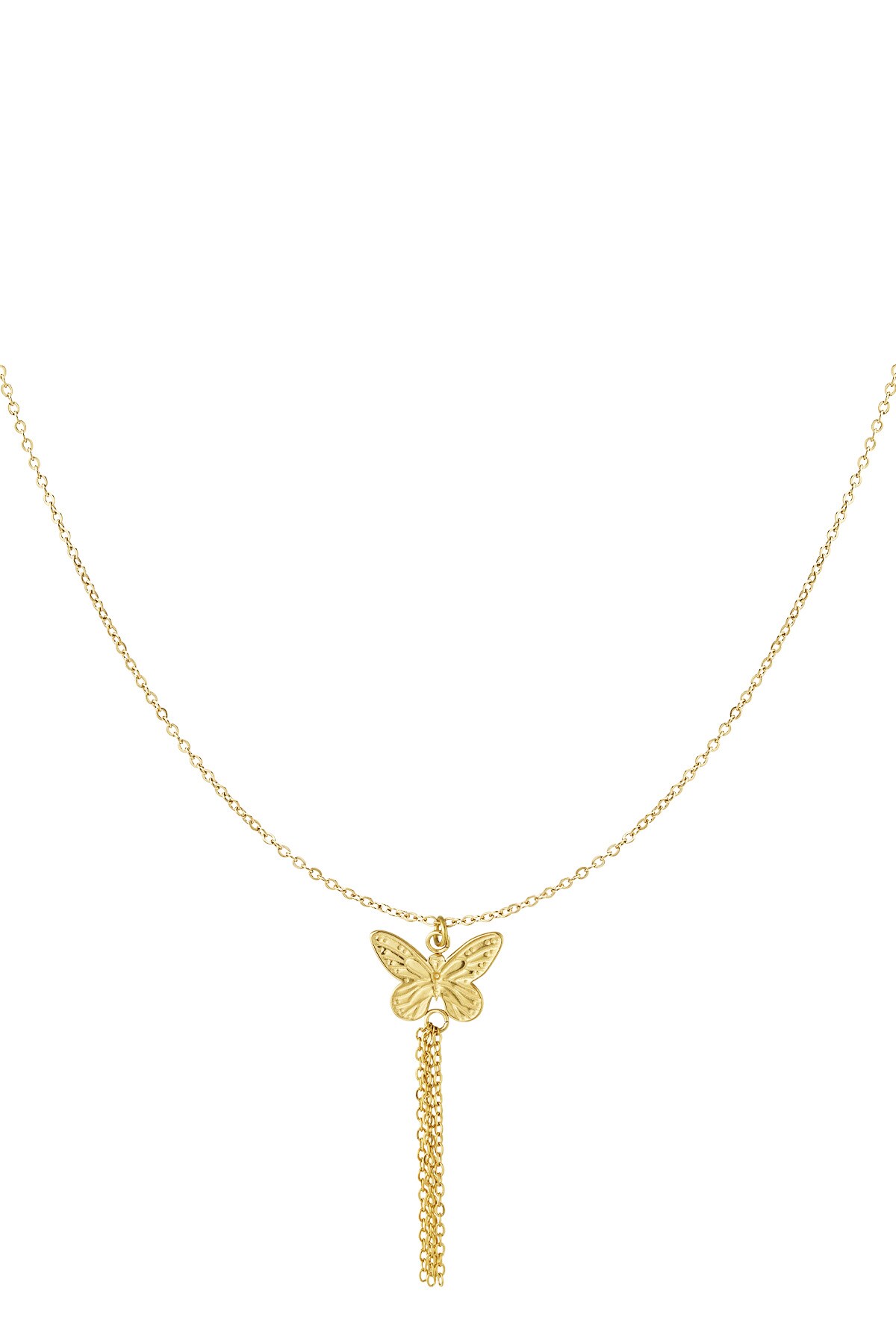 Butterfly necklace with chains - Gold color h5 