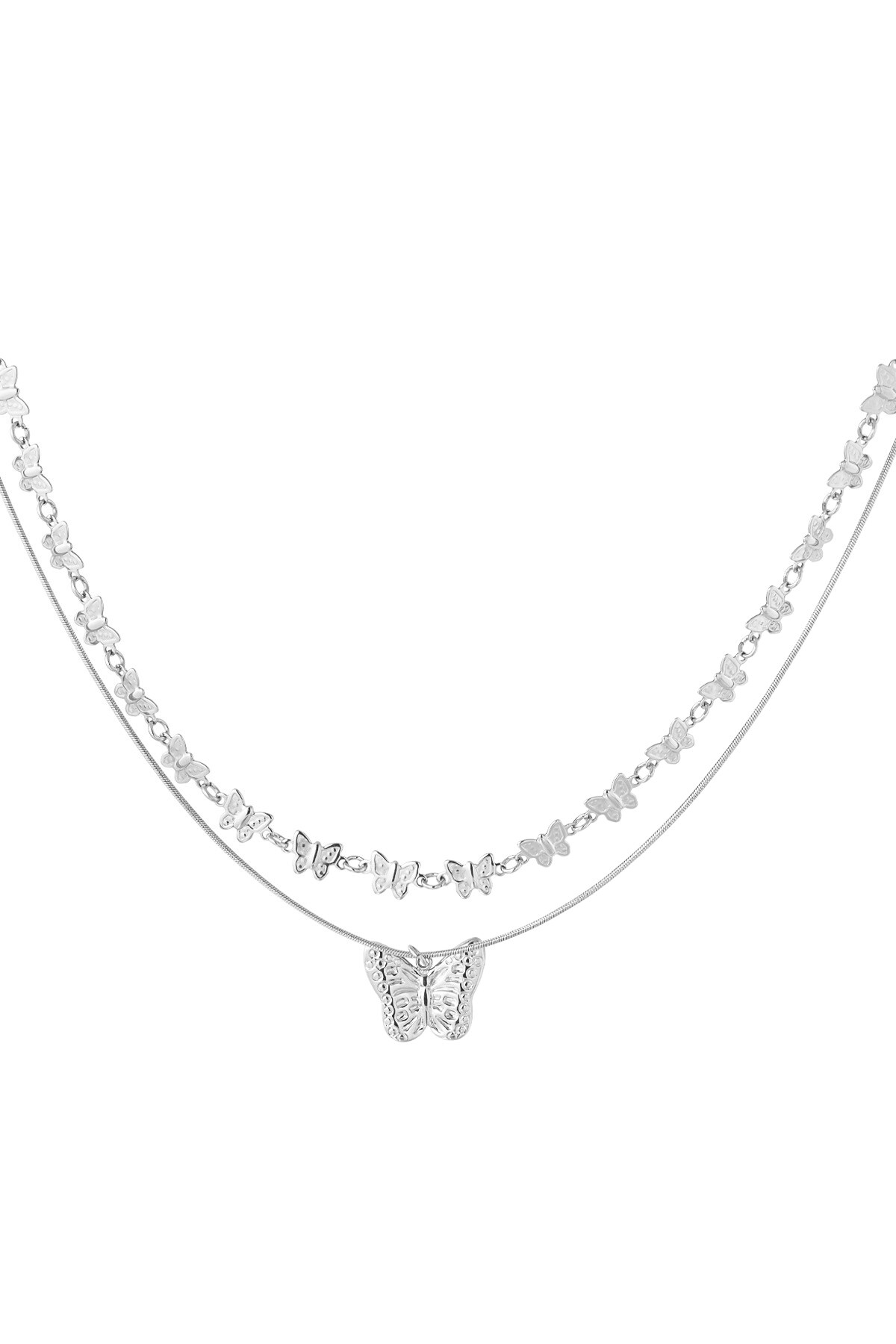 Necklace with butterflies - Silver color h5 