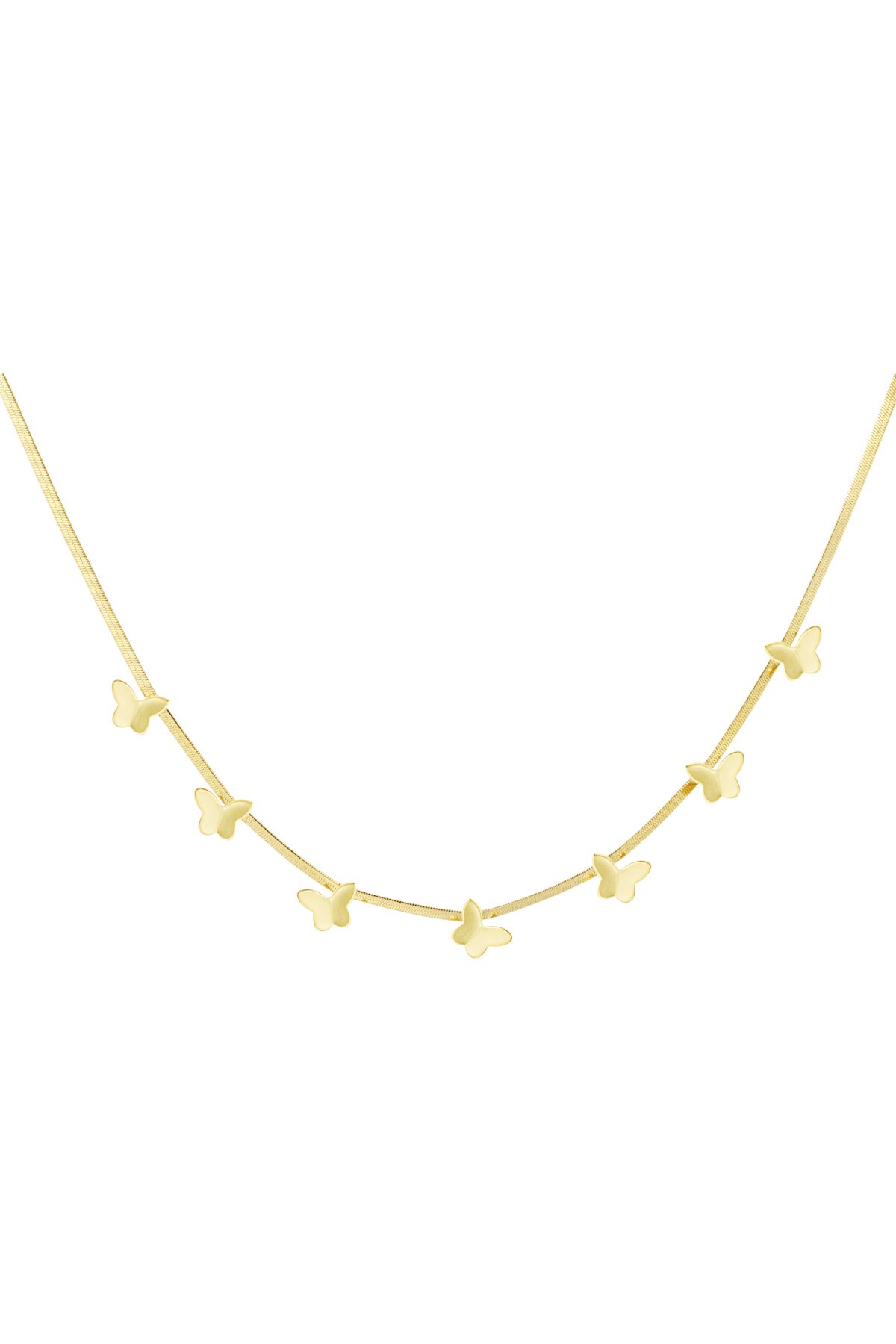 Flat link necklace with butterflies - Gold color h5 