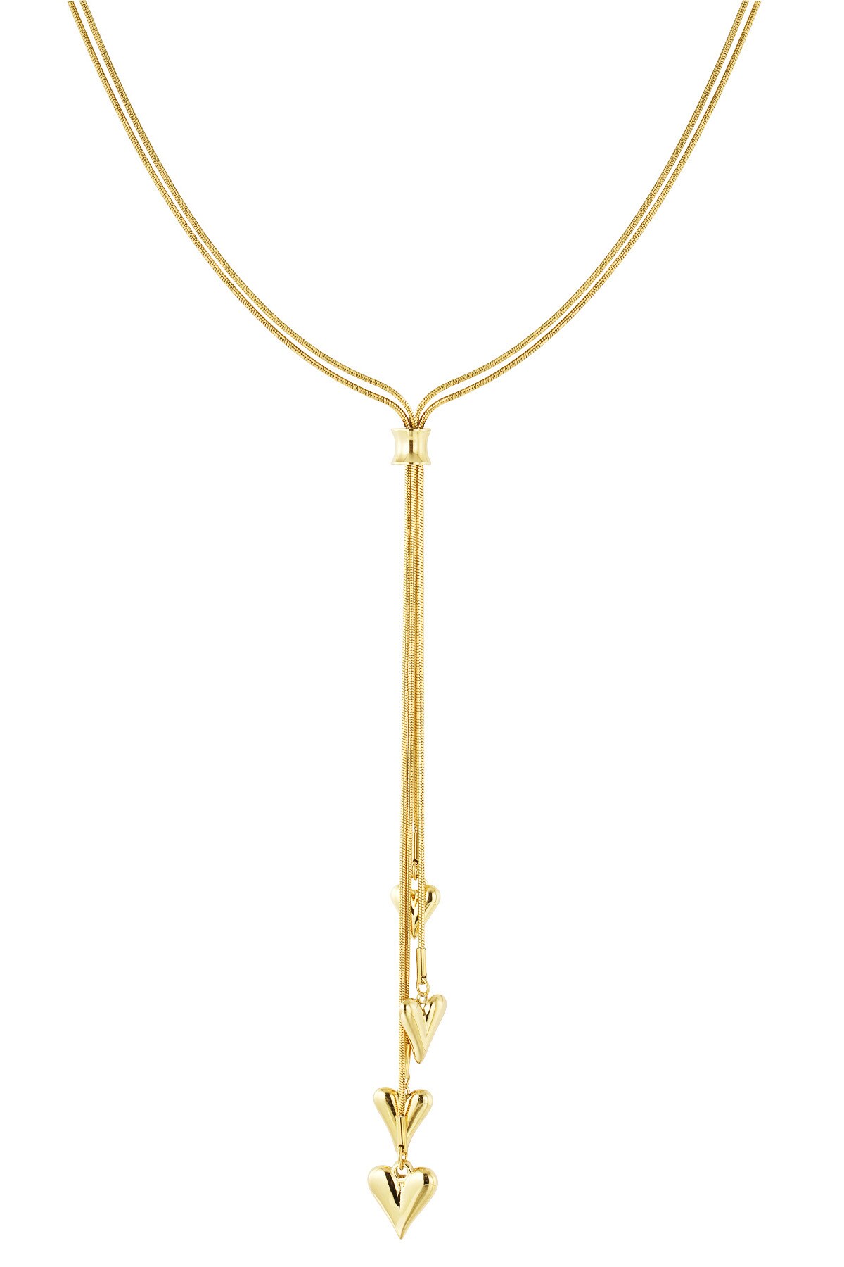 Long necklace with heart charms - Gold color h5 