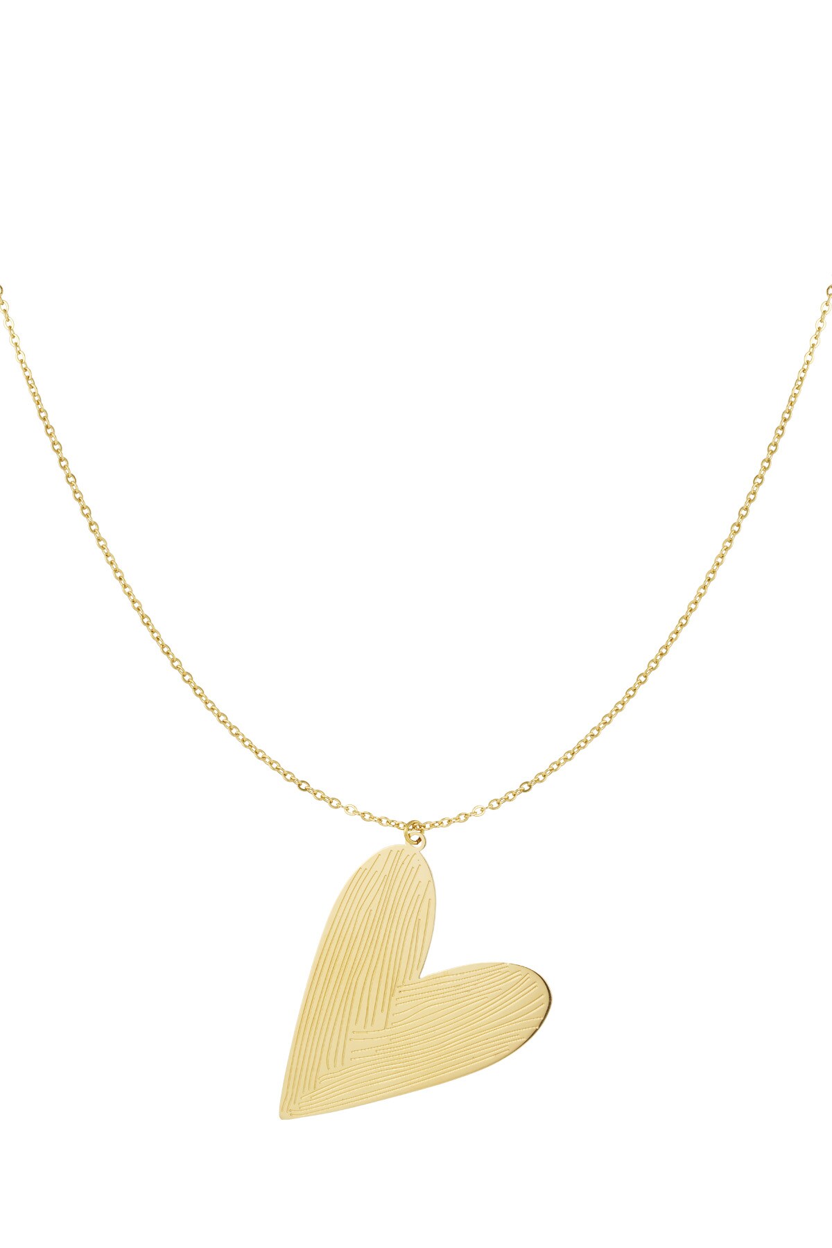 Long necklace with diagonally large heart - Gold color h5 