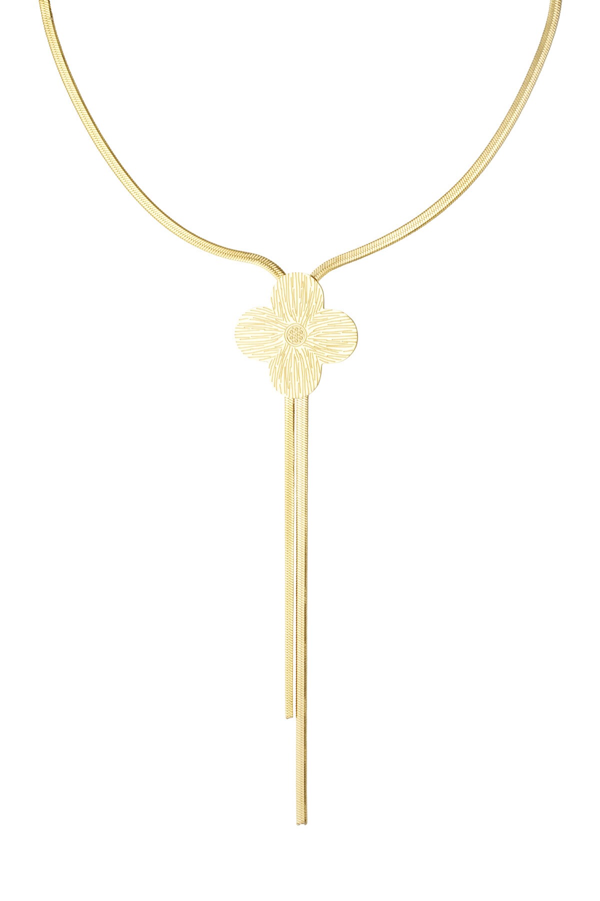 Long clover necklace - Gold color h5 