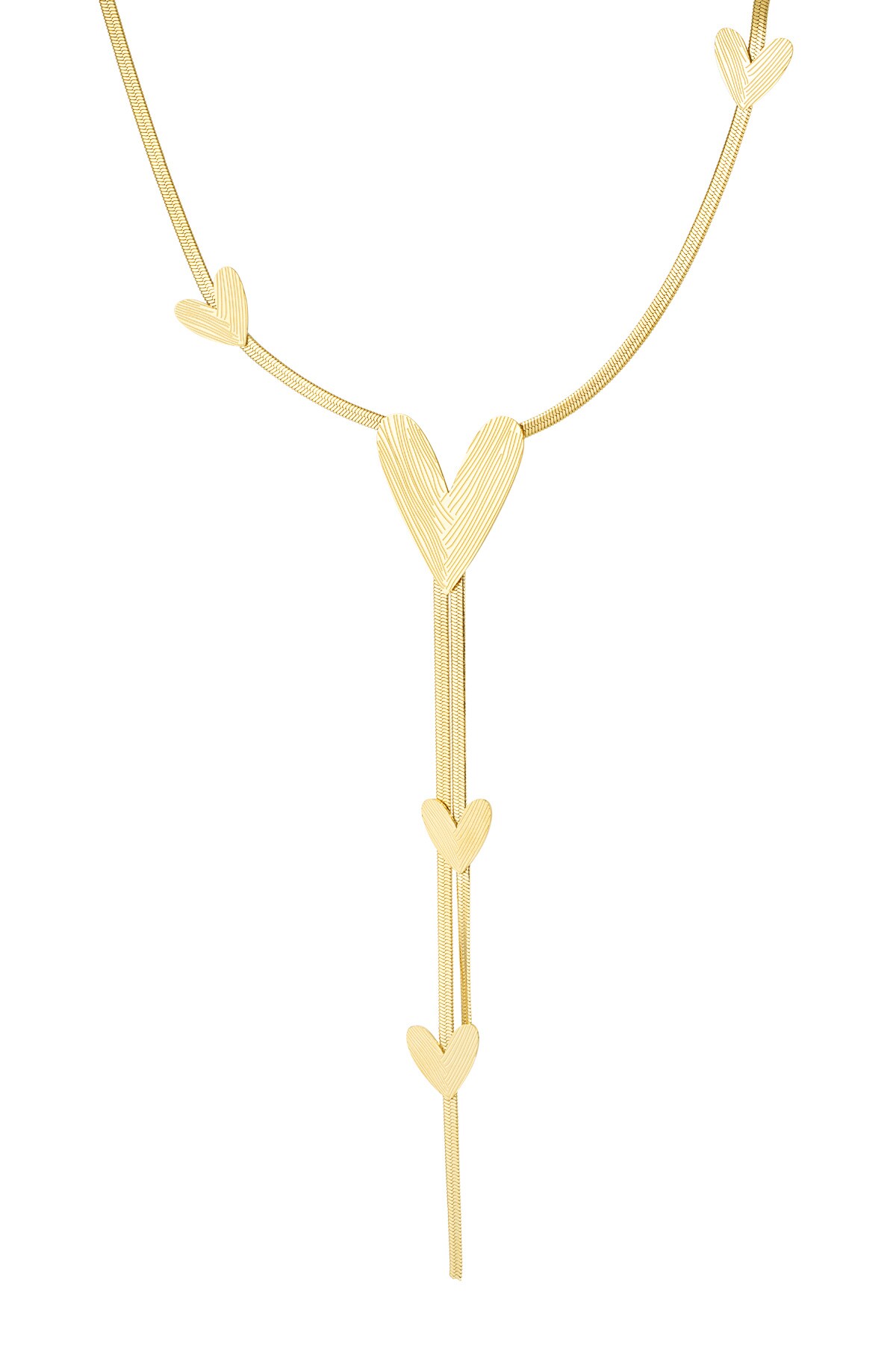 Long necklace with hearts all over - Gold color 