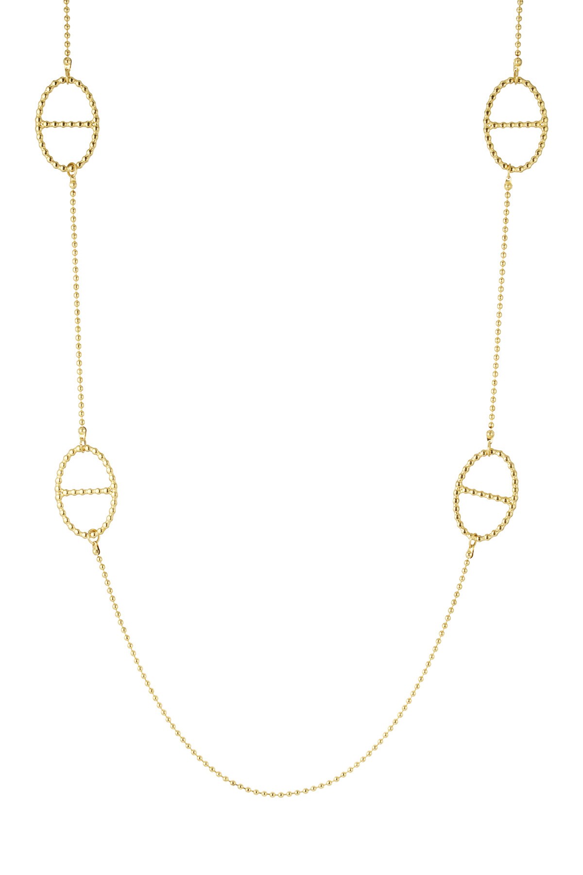 Long necklace with oval charms - Gold color h5 