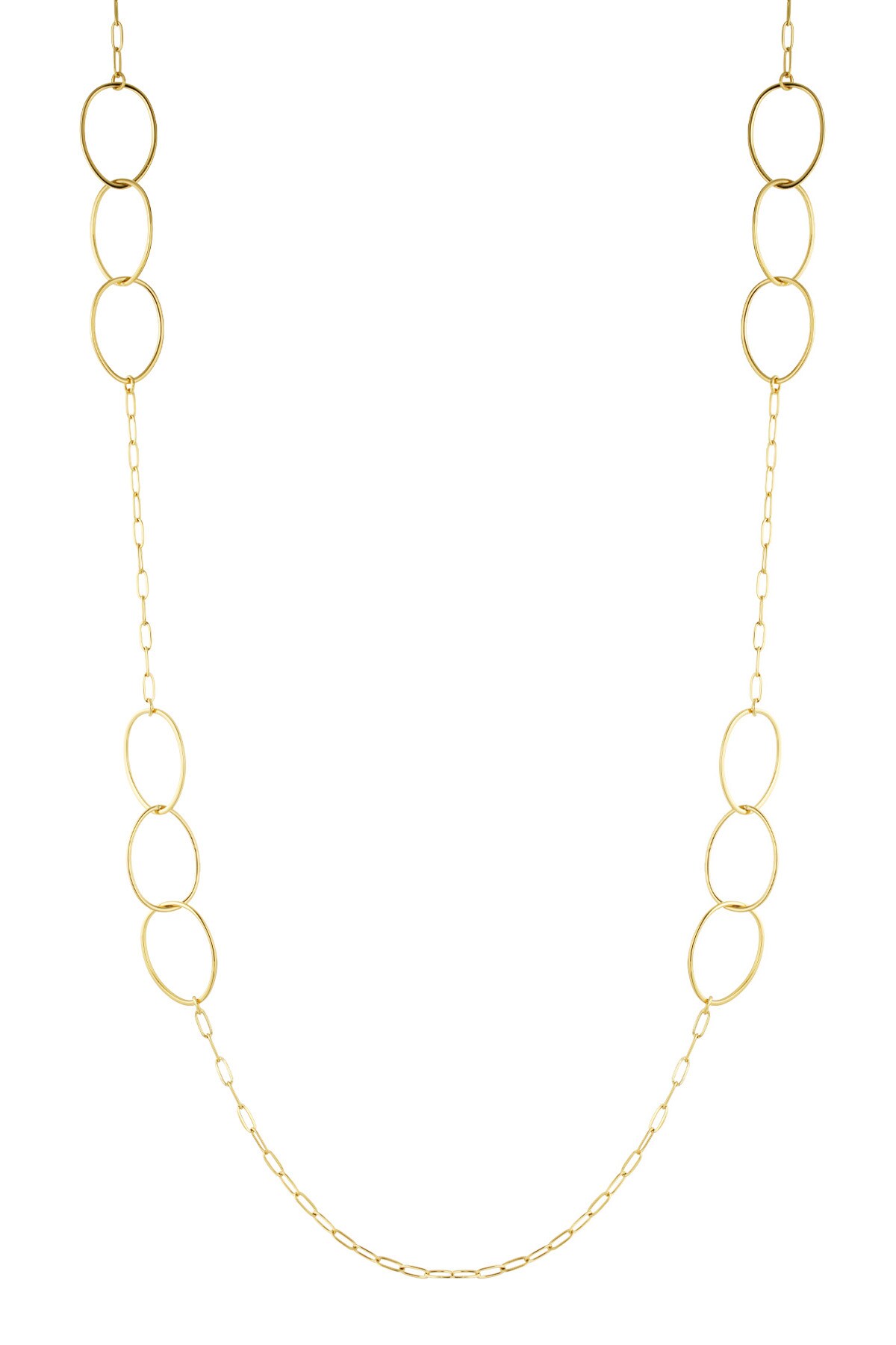 Long necklace with triple oval charms - Gold color h5 