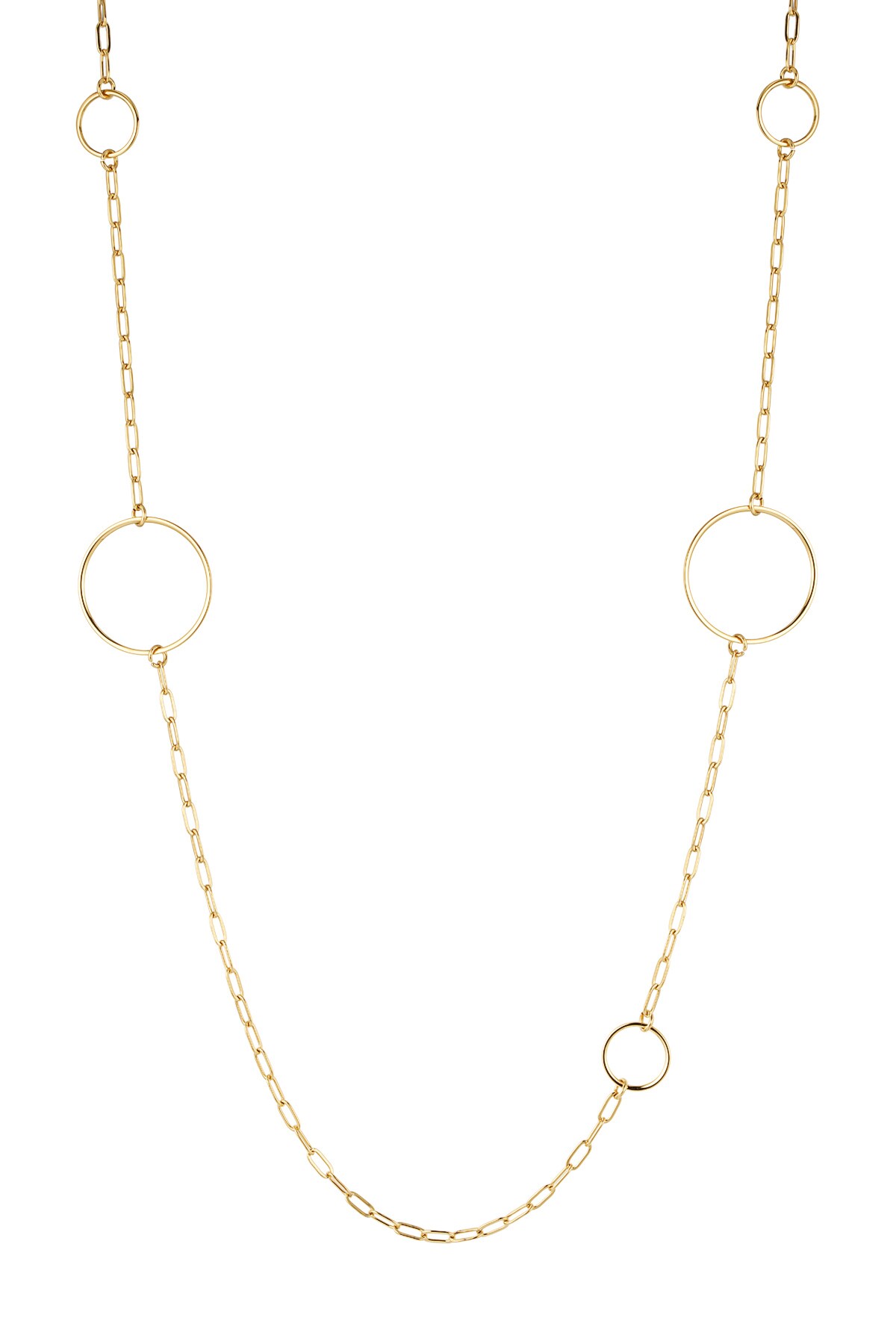 Long necklace with various oval charms - Gold color h5 