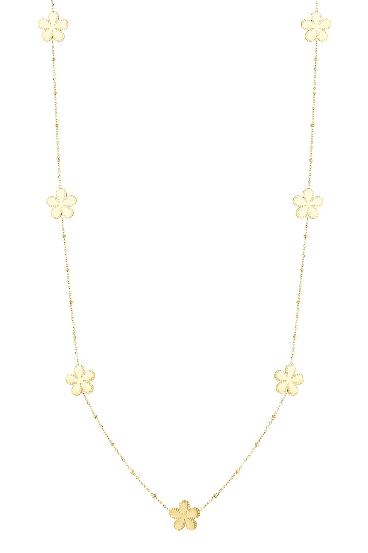 Long necklace with balls and flowers - Gold color h5 