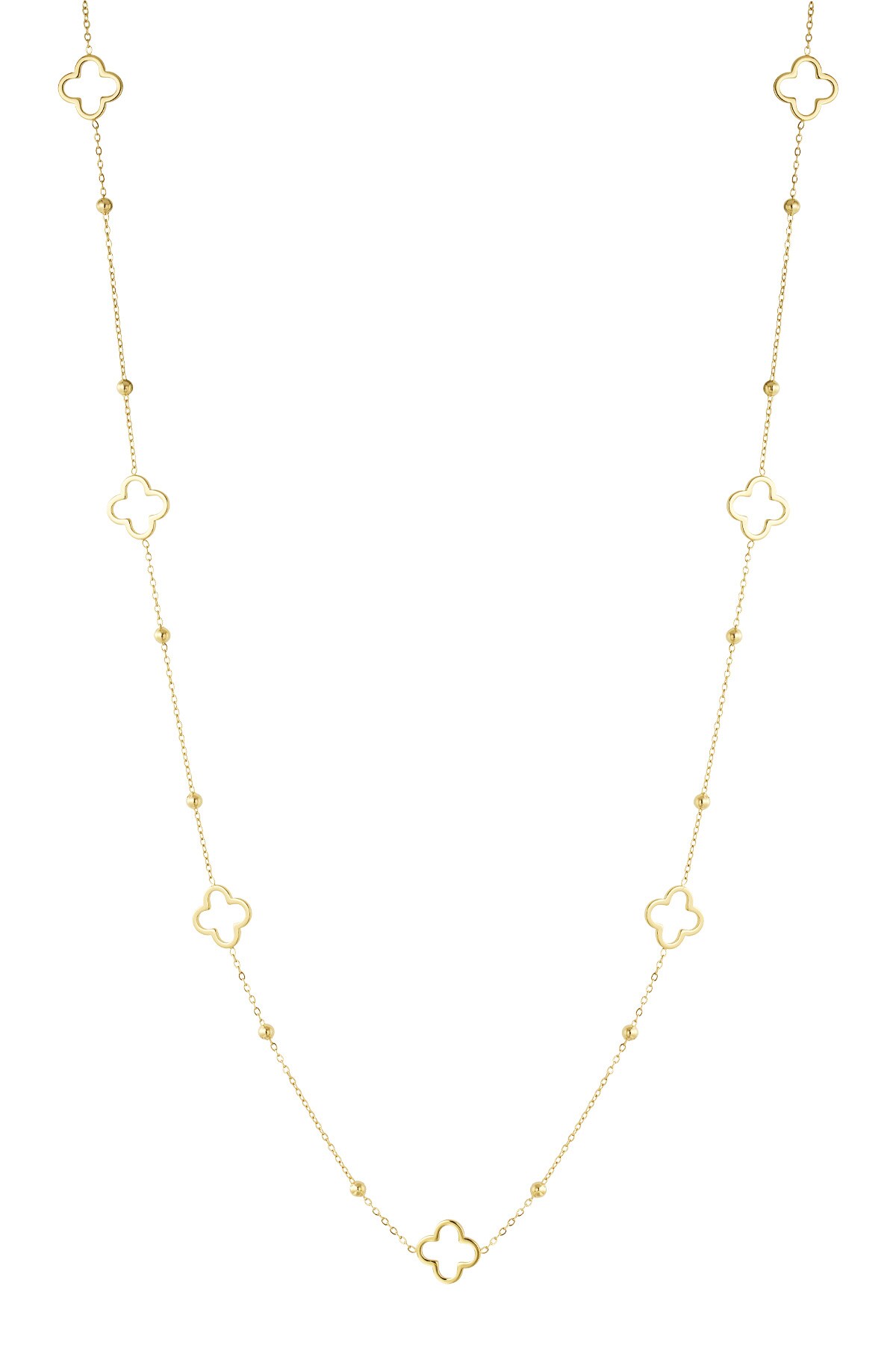 Long necklace with clover charms - Gold color 