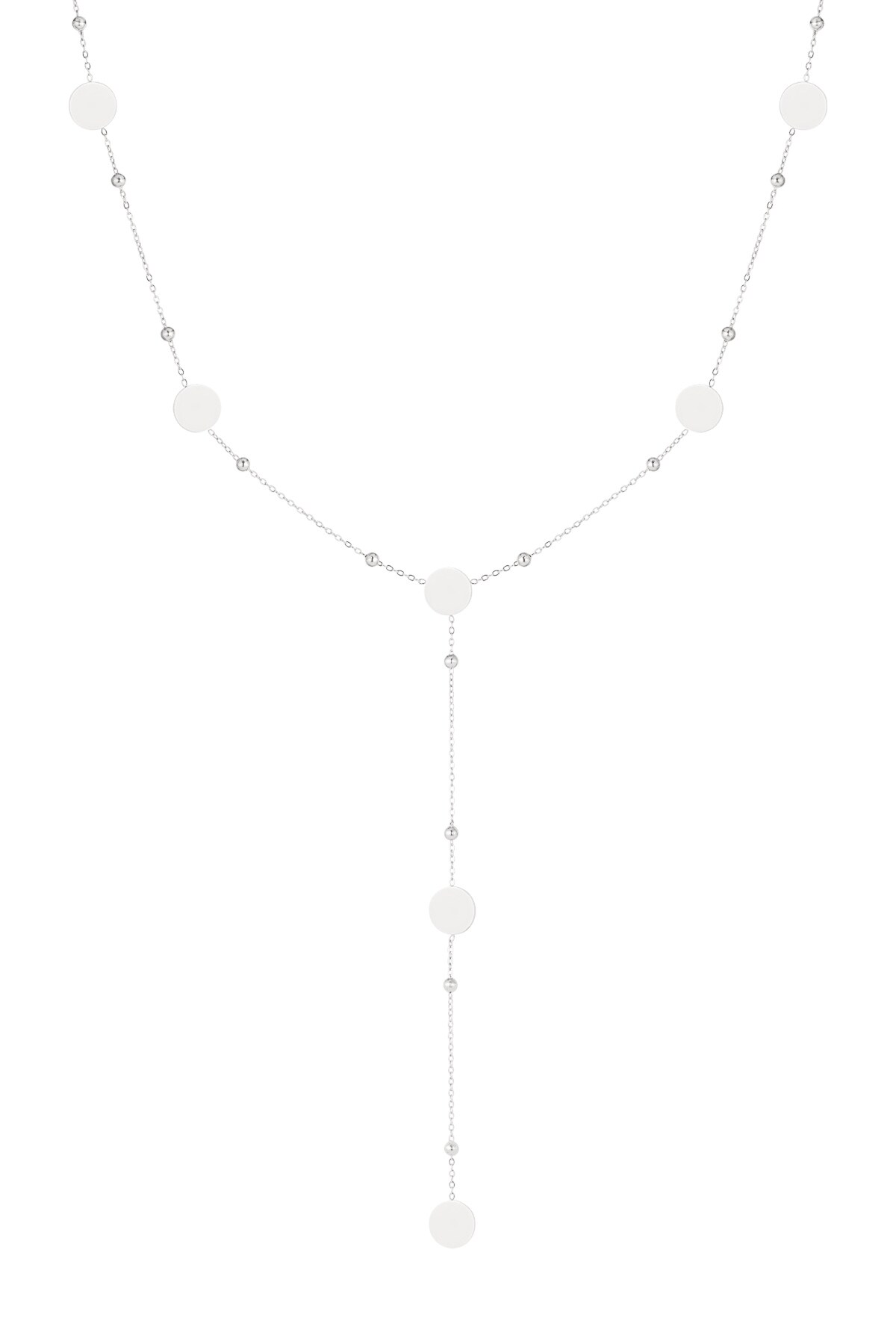 Long necklace circles all over - Silver color h5 