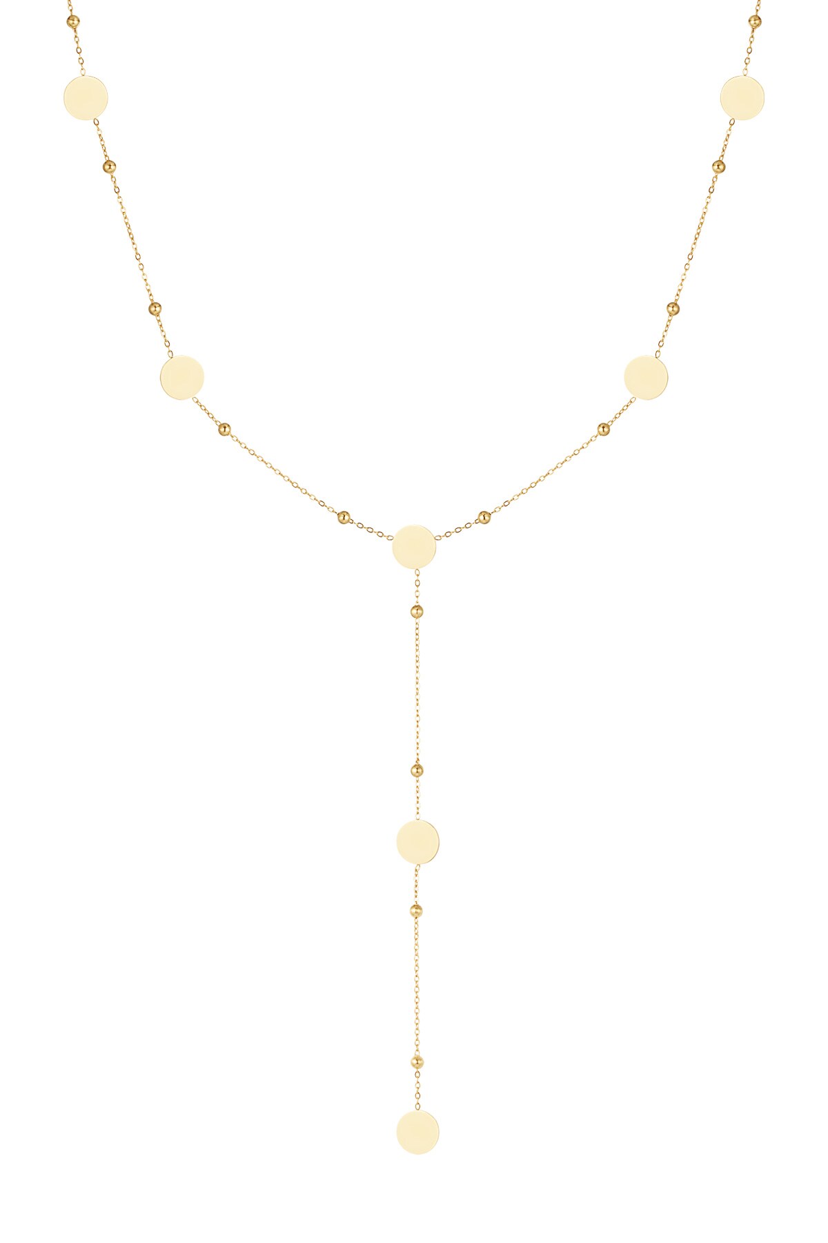 Long necklace circles all over - Gold color h5 