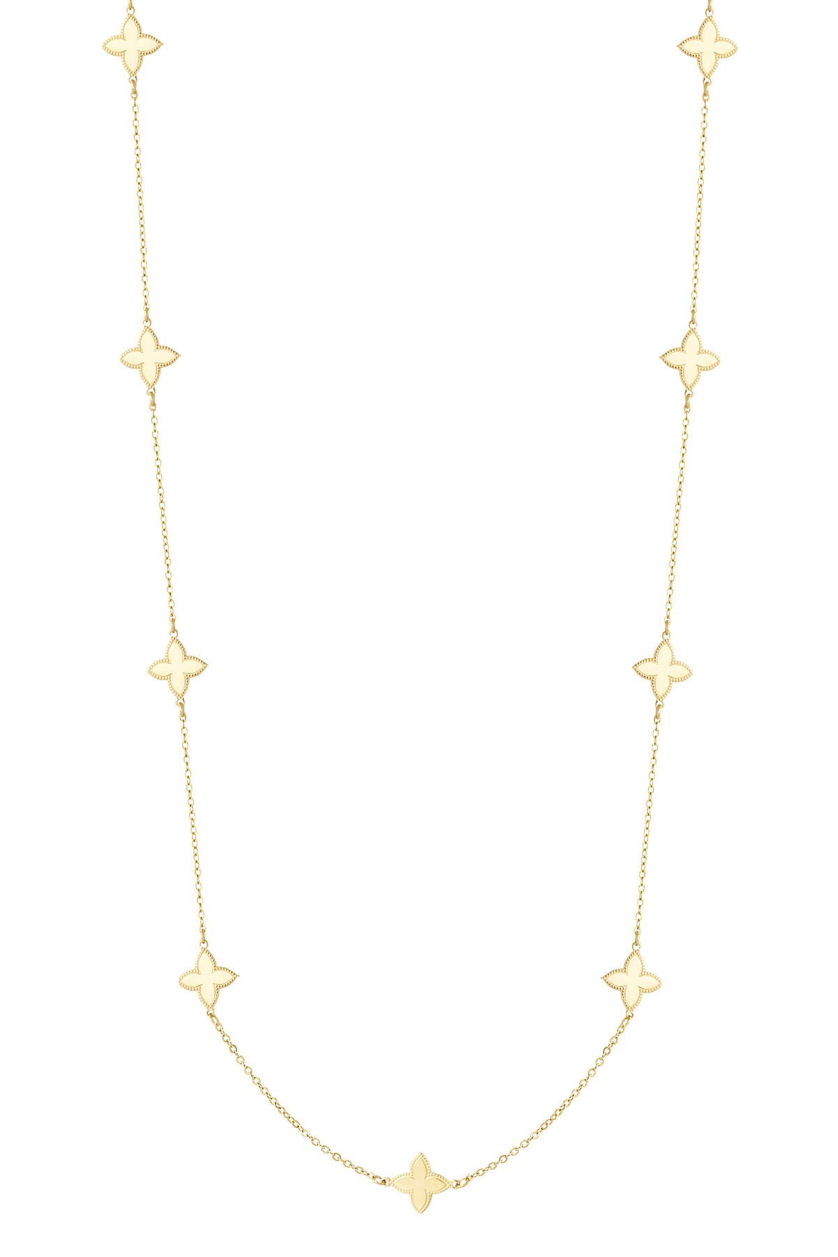 Long necklace with clover charms - Gold color h5 